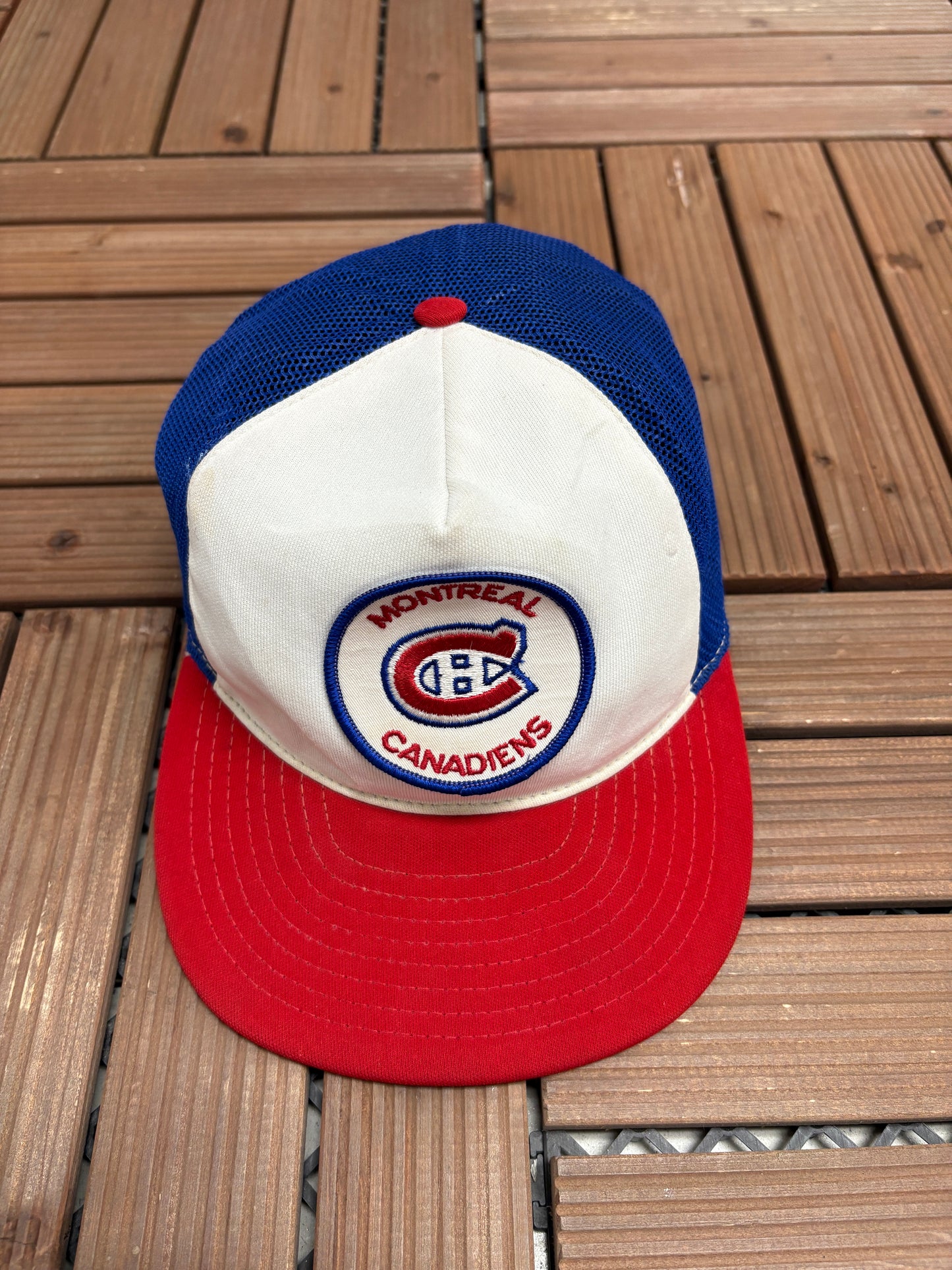 Montreal Canadiens Stitched Graphic Hat | Snap Back | Vintage 1990s NHL Hockey White Cap |