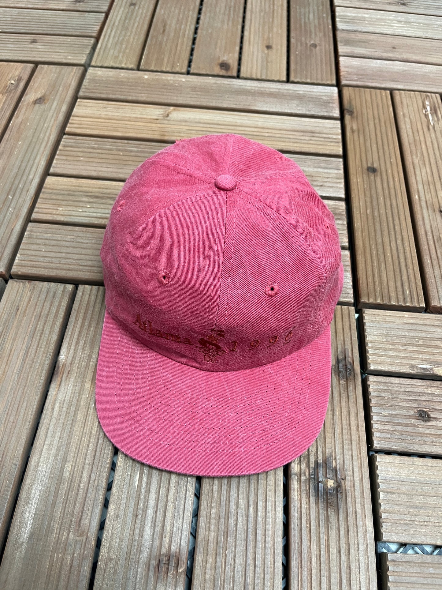 Atlanta 1996 Olympics Graphic Hat | Snap Back | Vintage 1990s Promotional Red Cap |