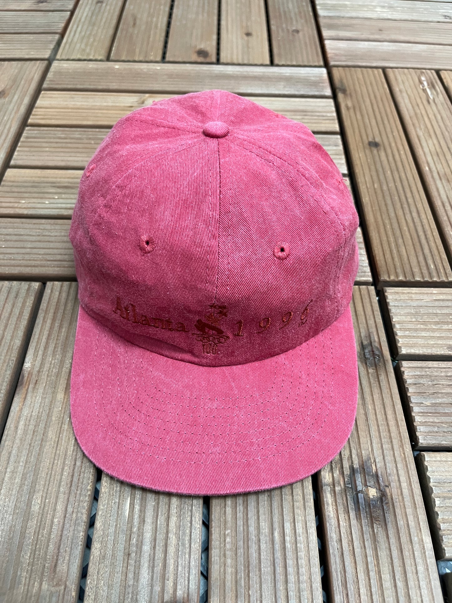 Atlanta 1996 Olympics Graphic Hat | Snap Back | Vintage 1990s Promotional Red Cap |