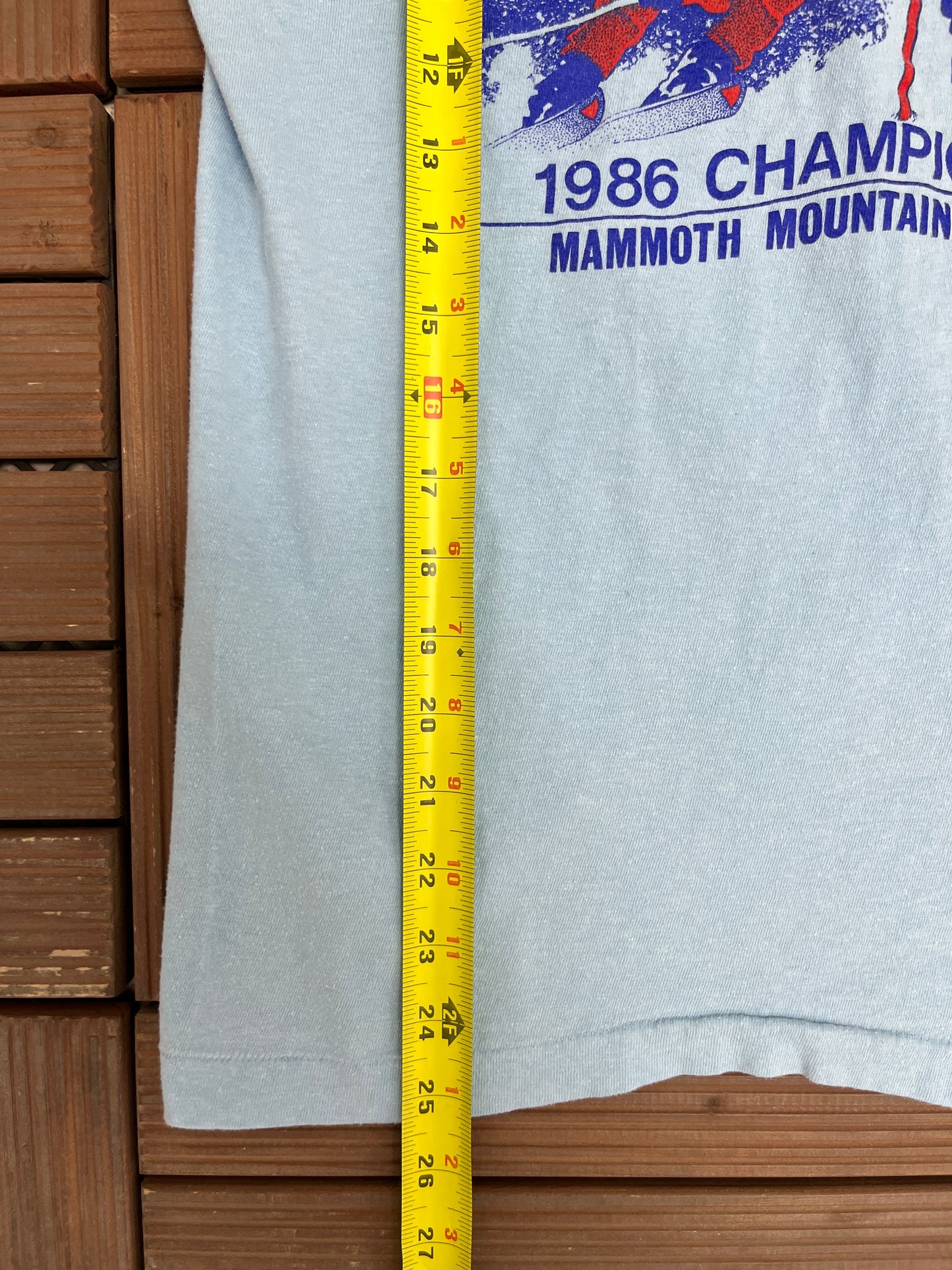 Far West Ski 1986 Championship Graphic Tee | Size Large | Vintage 1980s Promotional Blue T-Shirt |