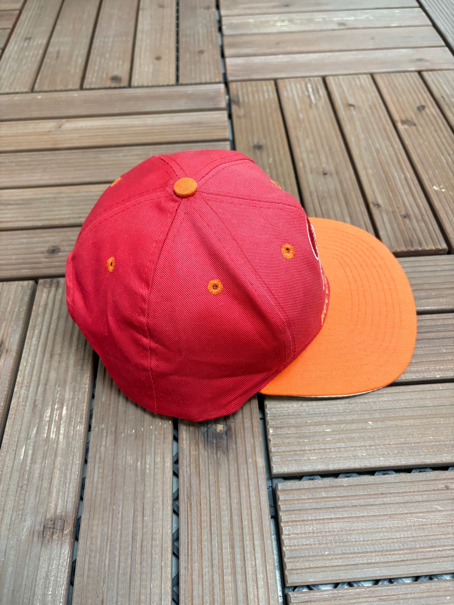 Tampa Bay Buccaneers Graphic Hat | Snap Back | Vintage 1990s NFL Football Red Cap |