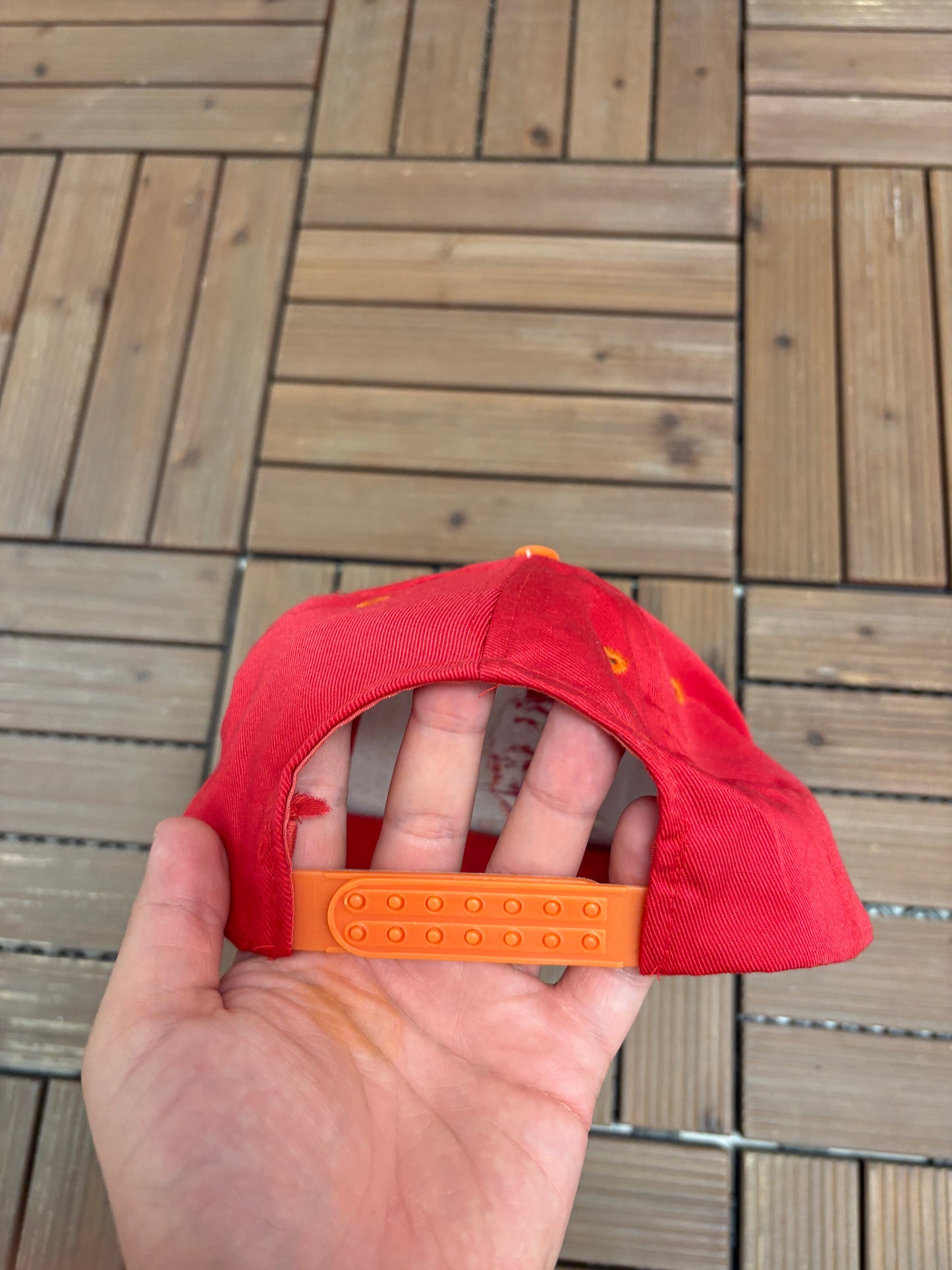 Tampa Bay Buccaneers Graphic Hat | Snap Back | Vintage 1990s NFL Football Red Cap |