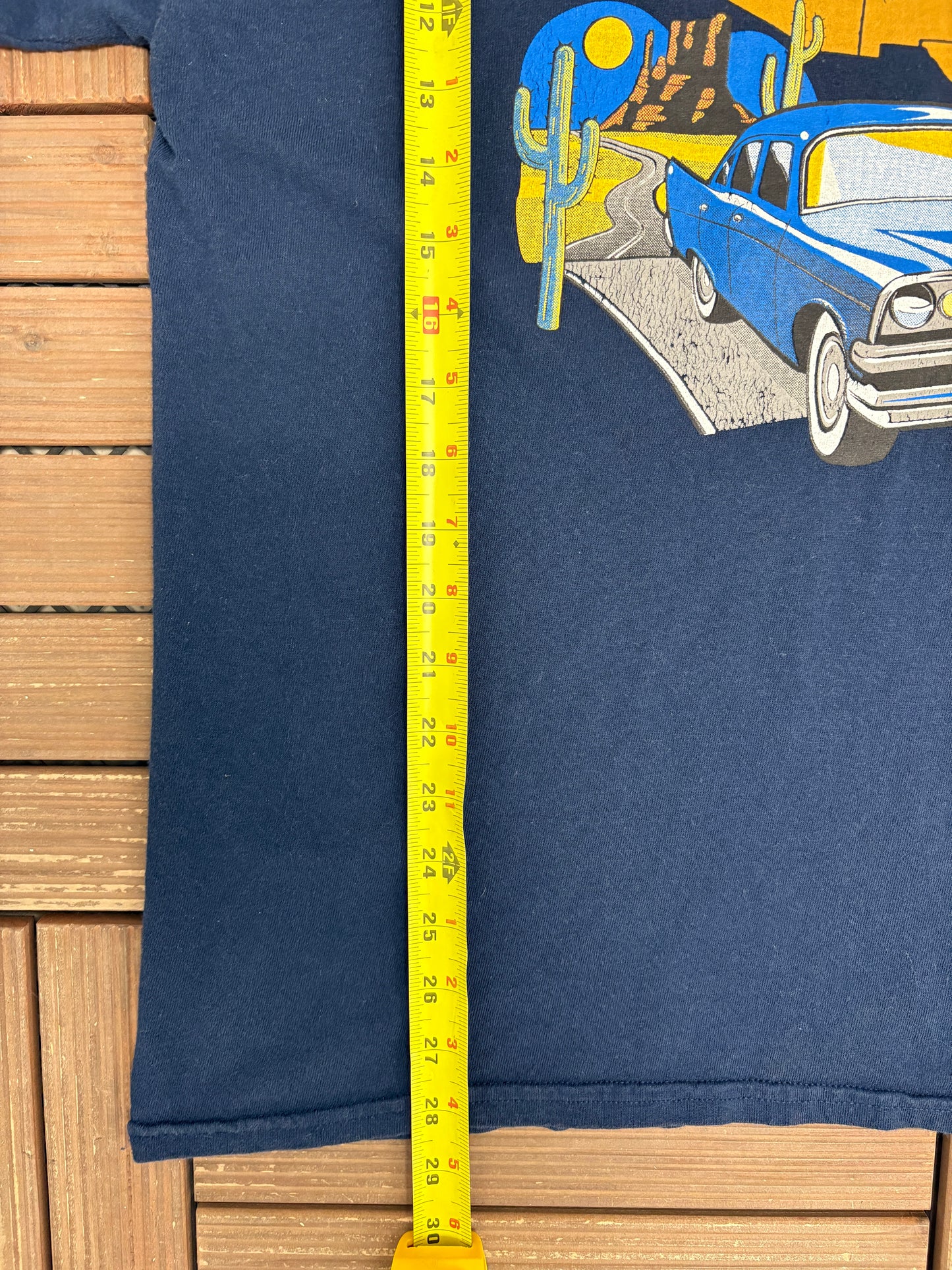 Route 66 Discover America Best By Car Graphic Tee | Size X-Large | Vintage 2000s Promotional Blue T-Shirt |