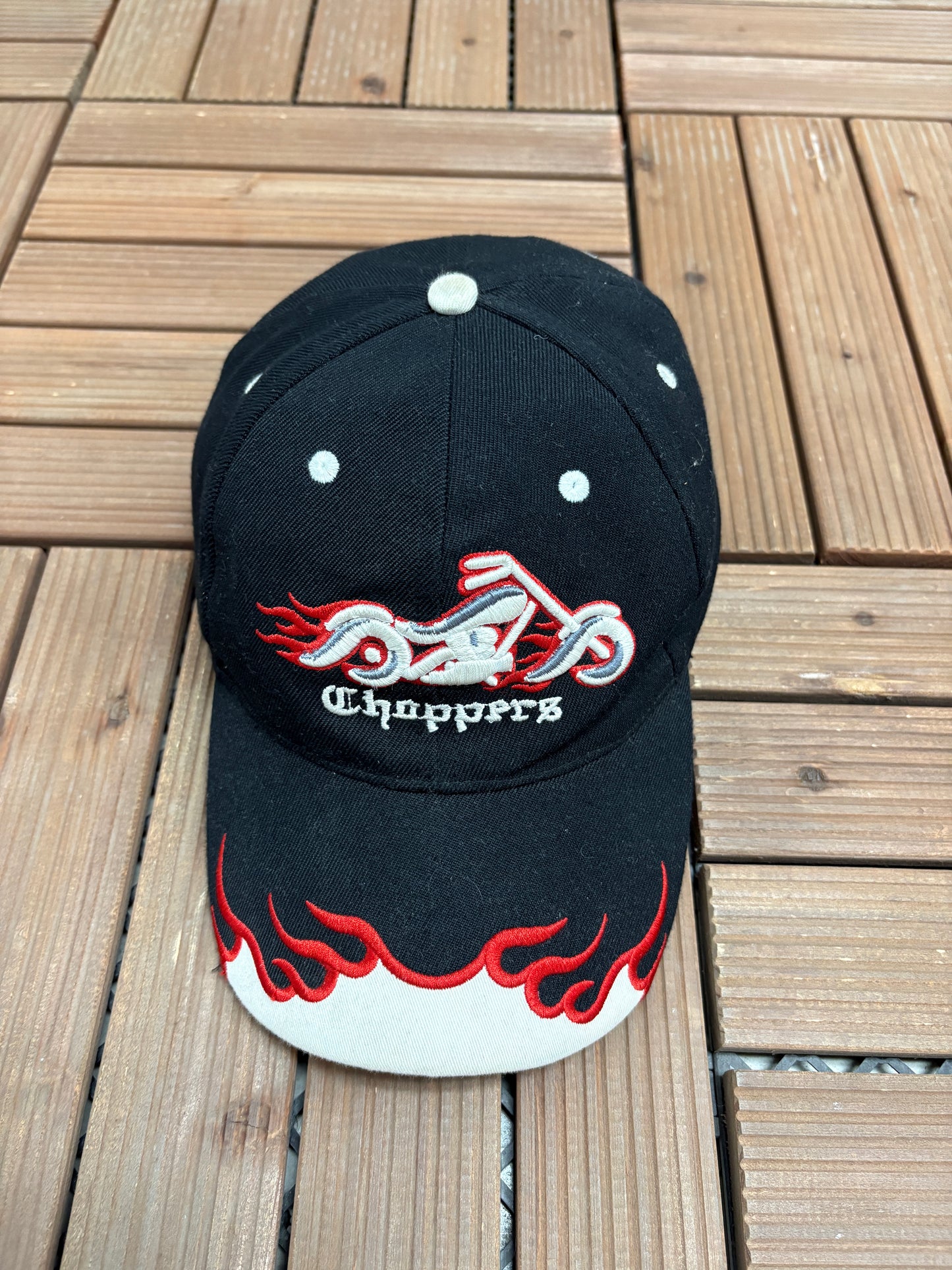 Choppers Motorcycle Embroidered Hat | Strap Back | Vintage 2000s Bikers Black Hat |