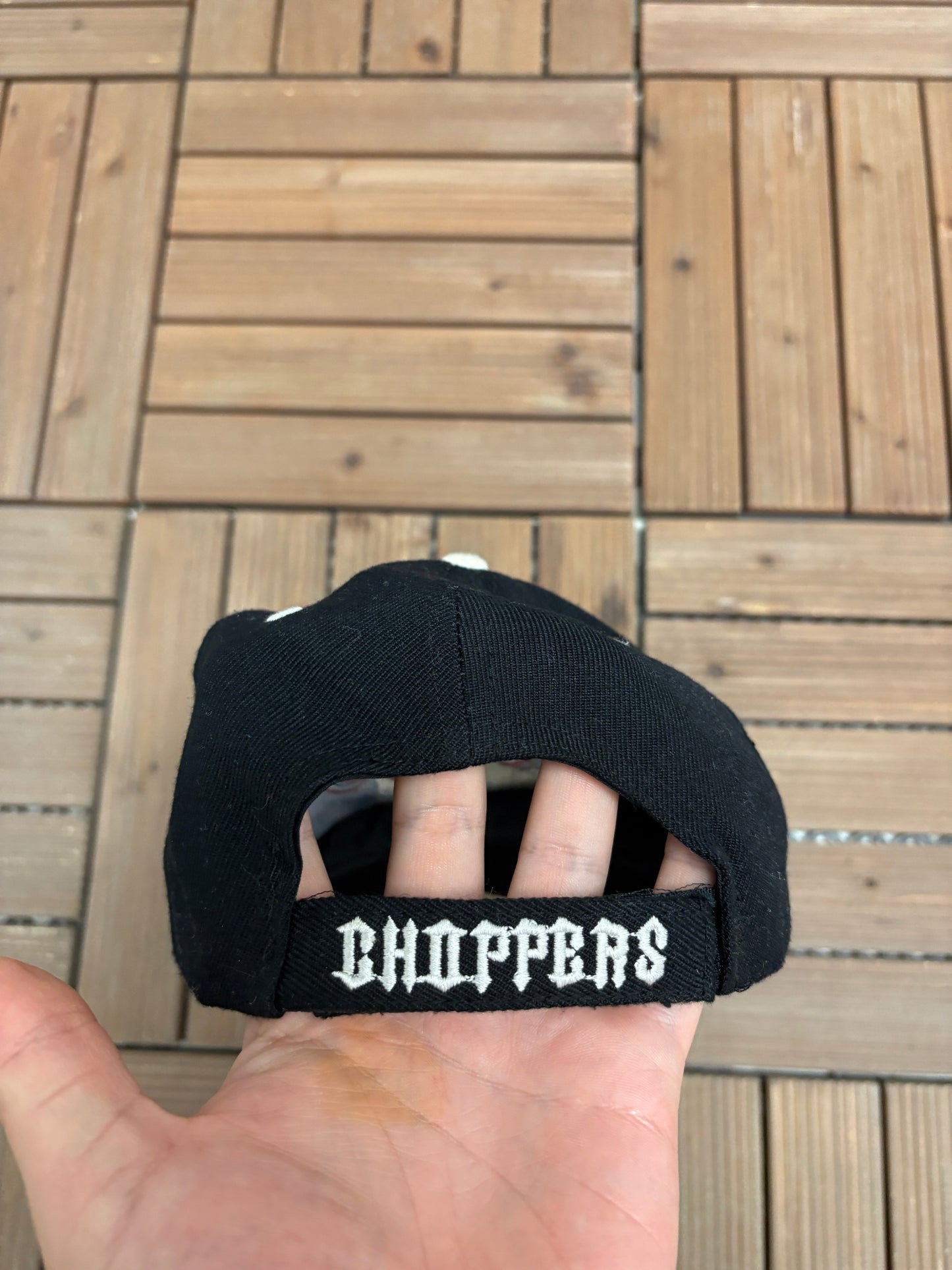 Choppers Motorcycle Embroidered Hat | Strap Back | Vintage 2000s Bikers Black Hat |
