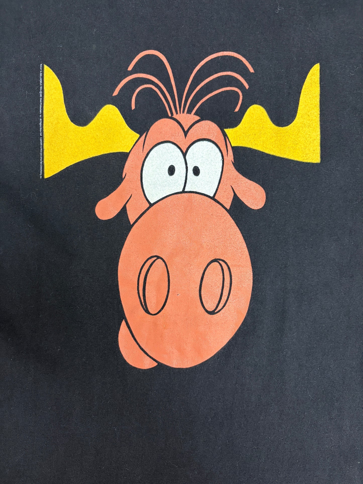 Rocky and Bullwinkle Taco Bell Graphic Tee | Size Large | Vintage 1990s Promotional Single Stitch Black T-Shirt |