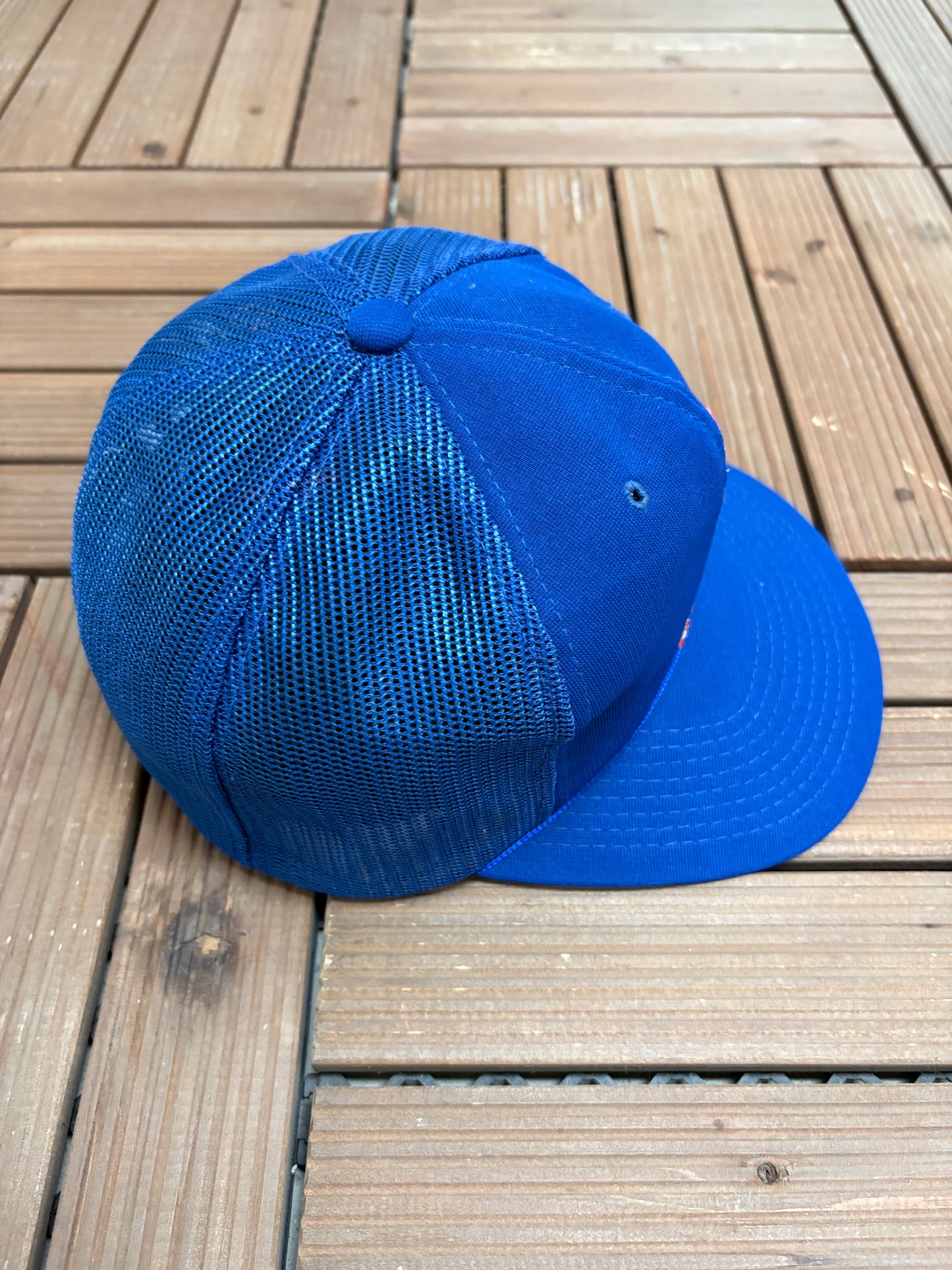 Atlanta Braves Embroidered Hat | Snap Back | Vintage 1990s MLB Baseball Blue Trucker Cap |