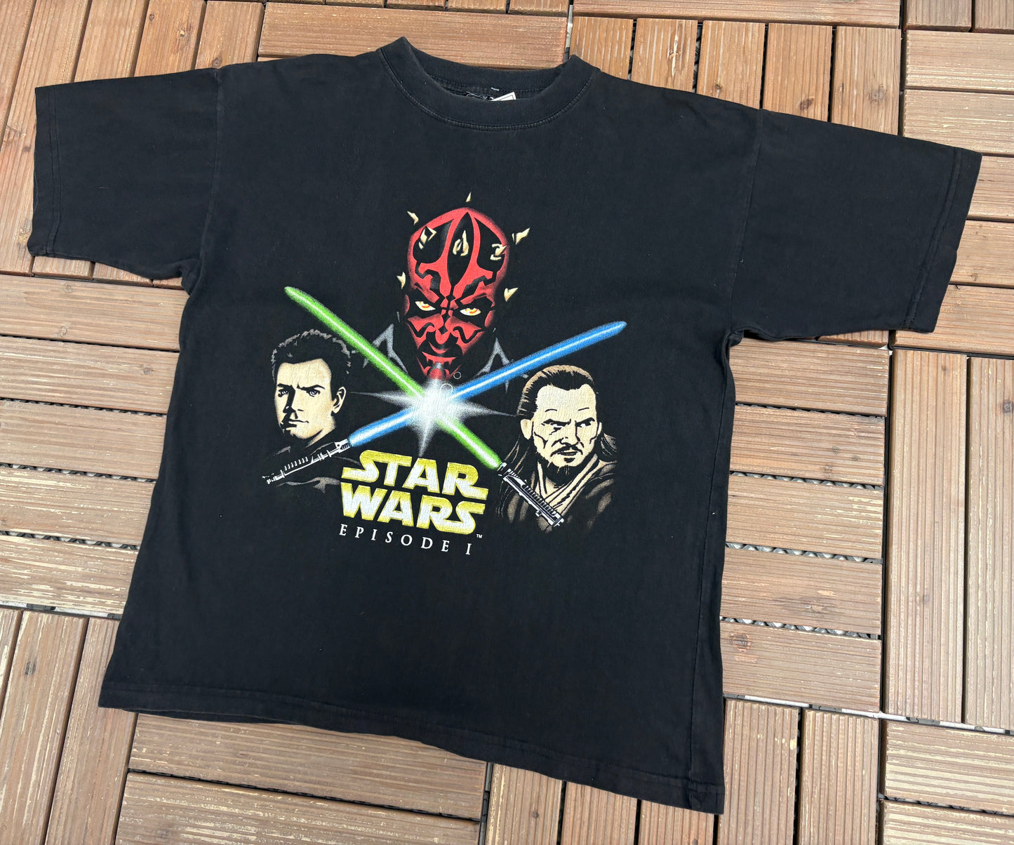 Star Wars Episode 1 Darth Maul Graphic Tee | Size Medium | Vintage 2000s Promotional Black T-Shirt |