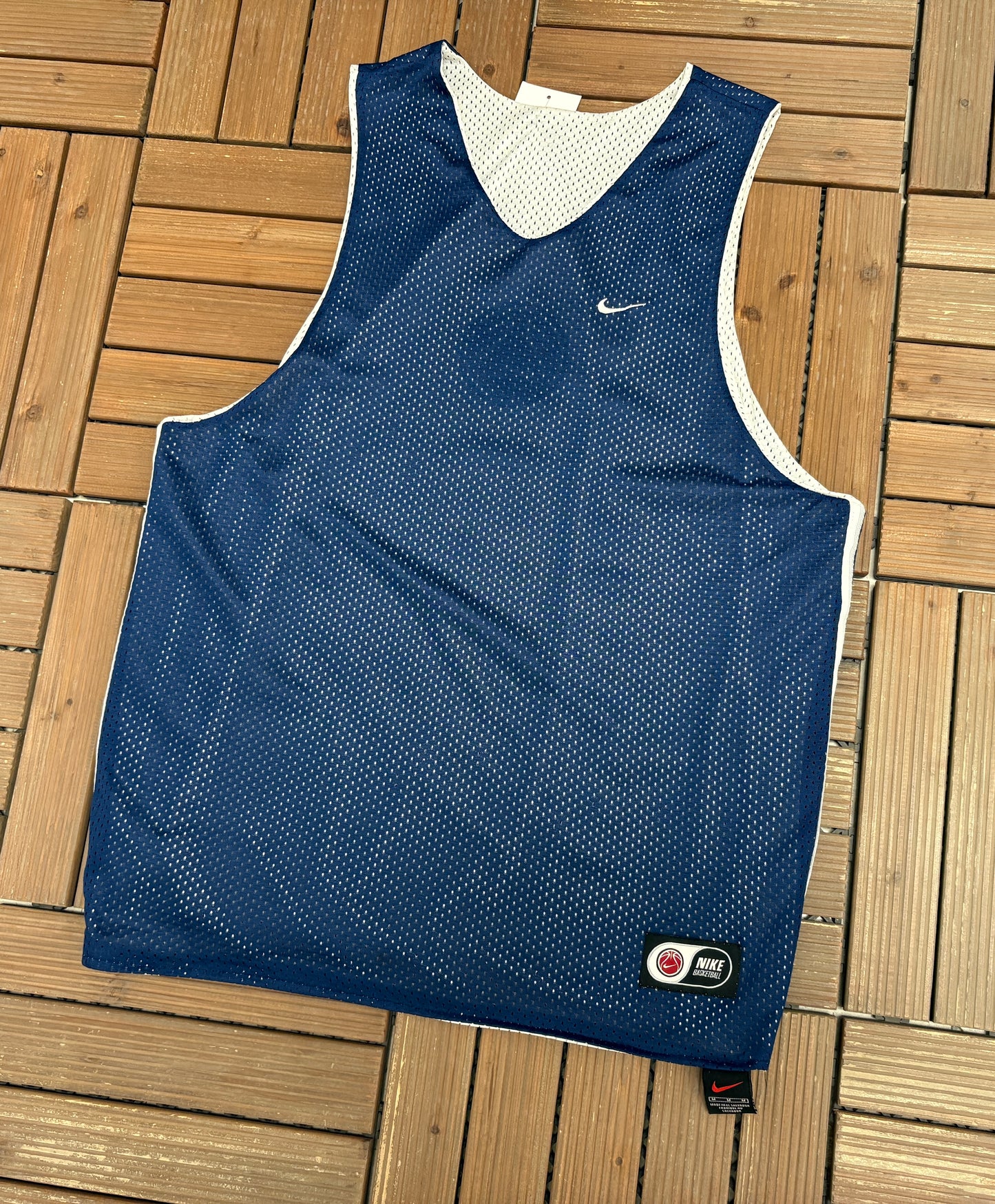 Nike Basketball Reversible Basketball Jersey | Size Medium | Vintage 2000s Blue & White Tank Top Jersey |