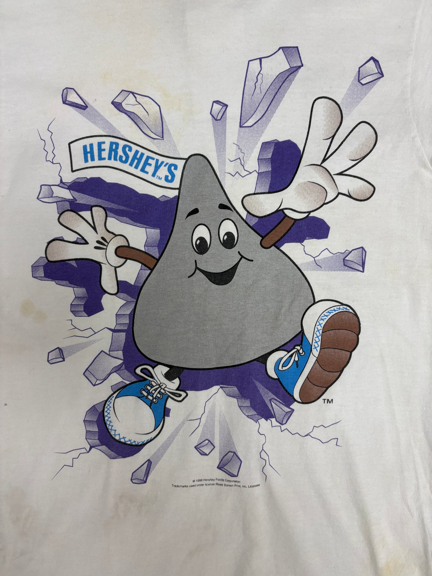 Hershey's Kisses Breakthrough Graphic Tee | Size Small | Vintage 1990s Candy White Promotional T-Shirt |