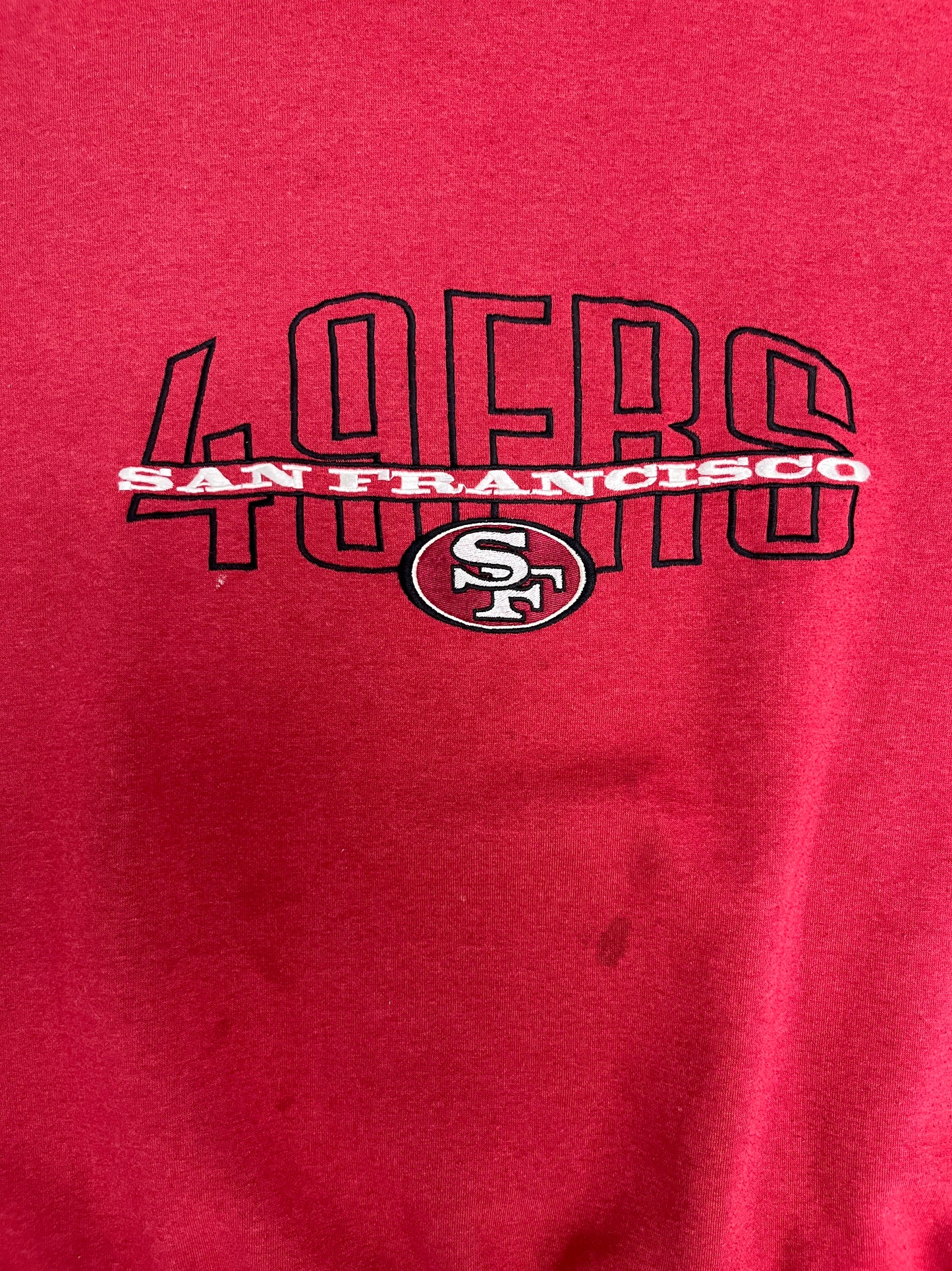 San Francisco 49ers Graphic Crewneck | Size X-Large | Vintage 1990s NFL Football Red Sweater |
