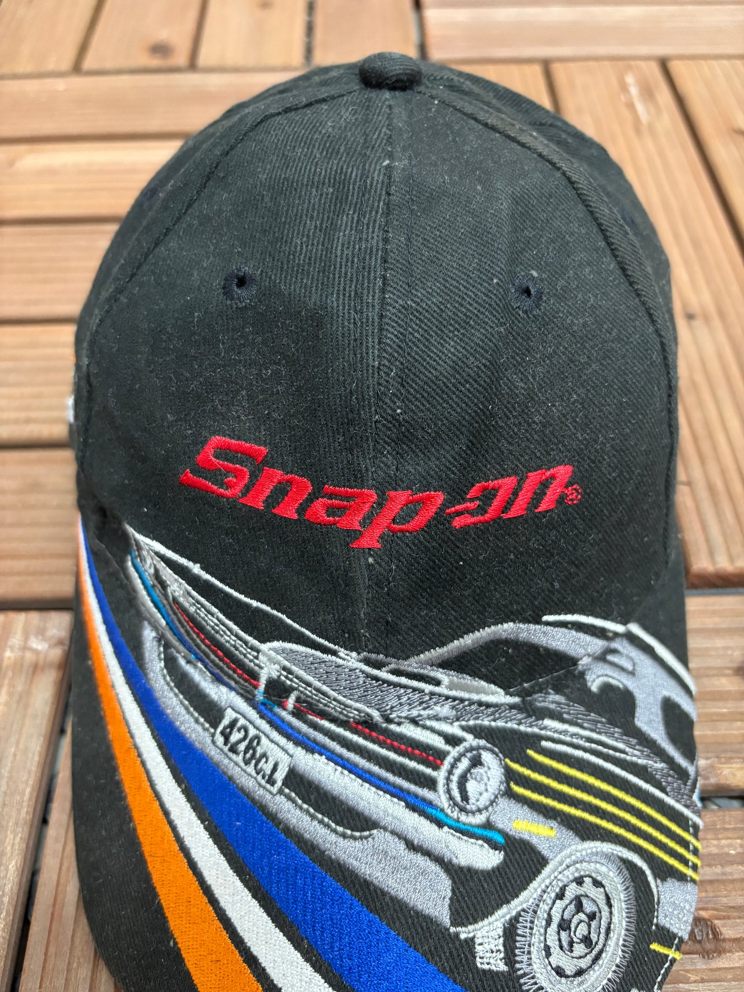 Snap-On Muscle Graphic Hat | Strap Back | Vintage 2000s Promotional Black Cap |
