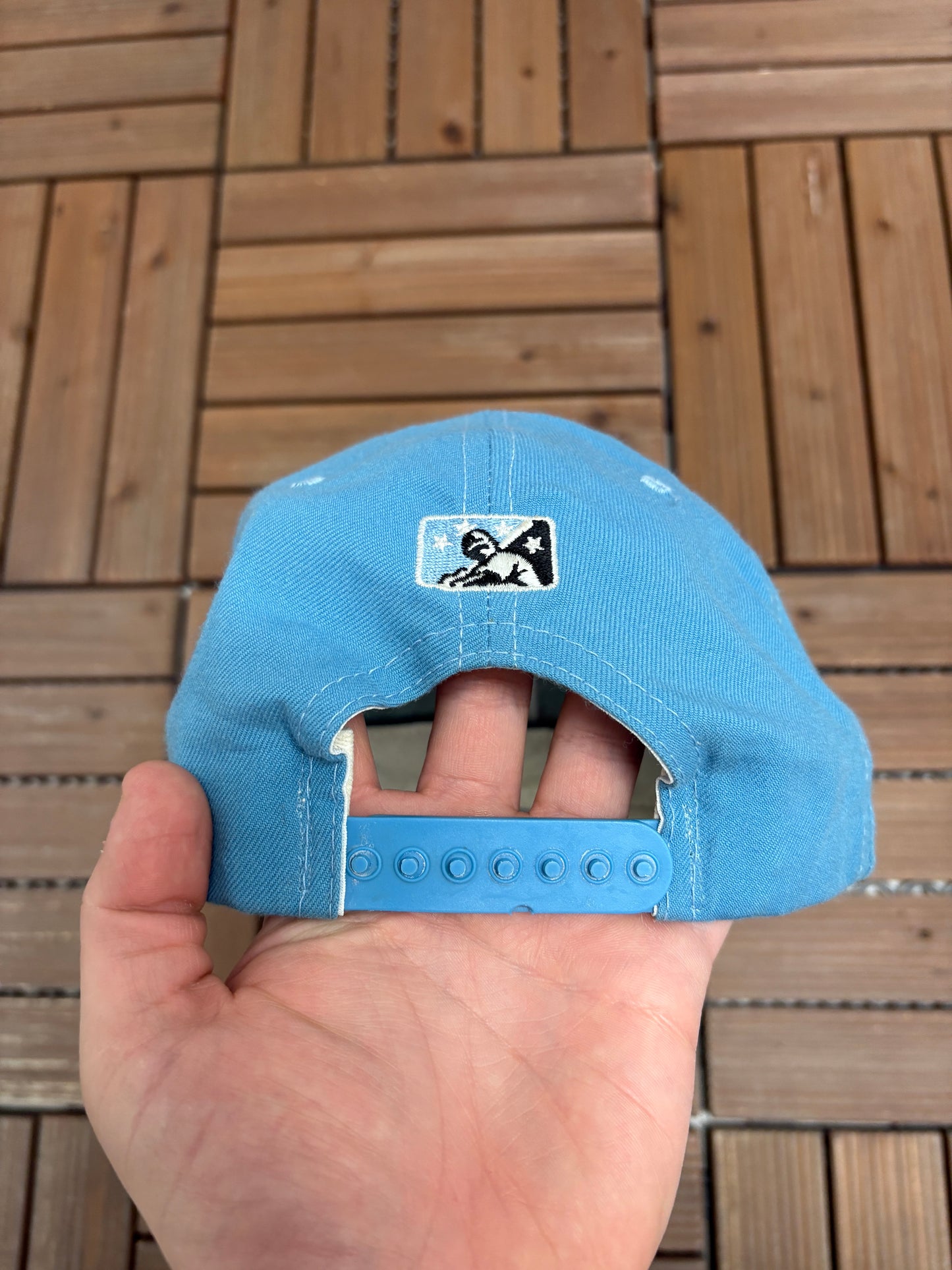 Erie SeaWolves Graphic Hat | Snap Back | Vintage 1990s MiLB Baseball Blue Cap |