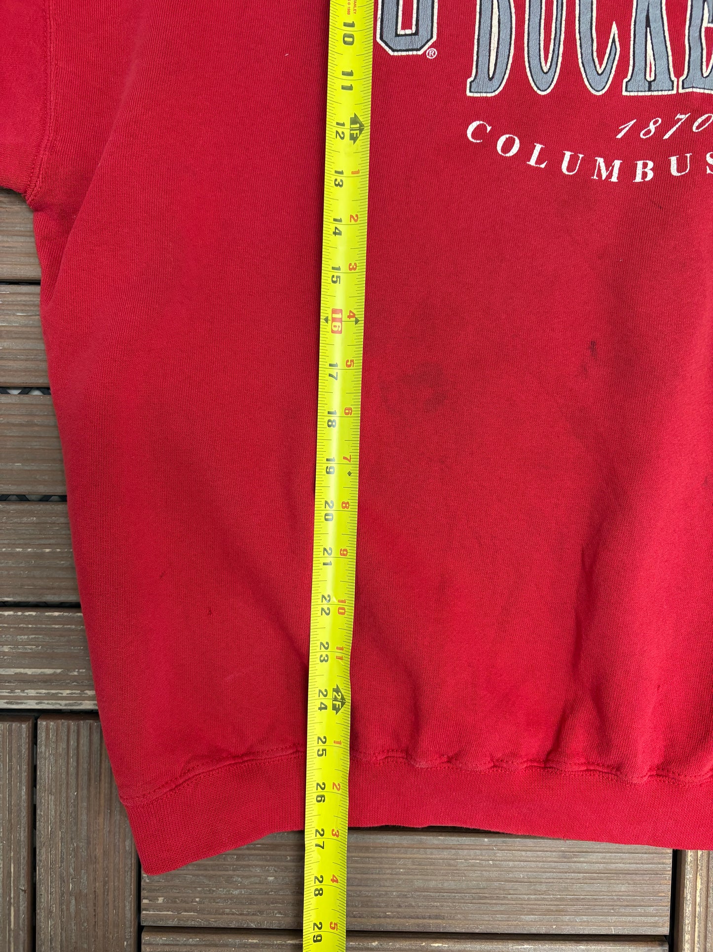 Ohio State Buckeyes Graphic Crewneck | Size XX-Large | Vintage 1990s College Distressed Red Sweater |