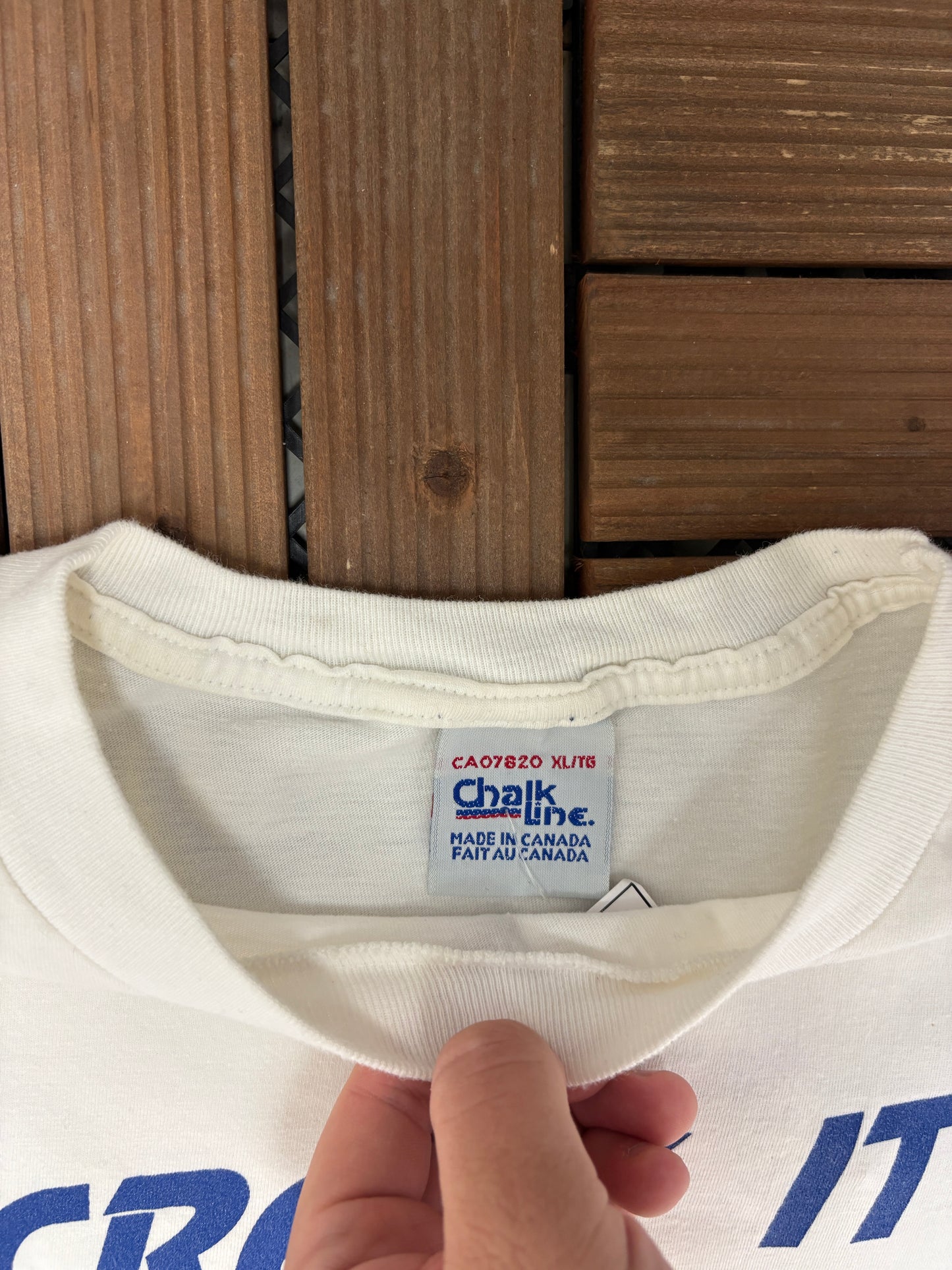 Crack It At Laurentian University Graphic Tee | Size X-Large | Vintage 1990s College White T-Shirt |