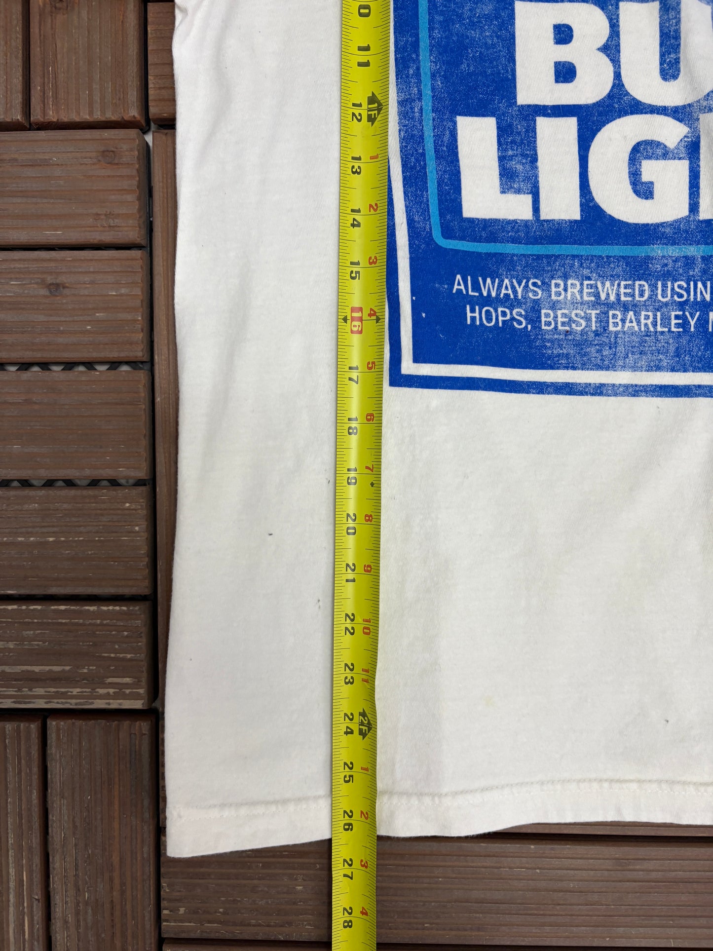 Bud Light Beer Graphic Tee | Size Medium | Vintage 2000s Alcohol Promotional White T-Shirt |