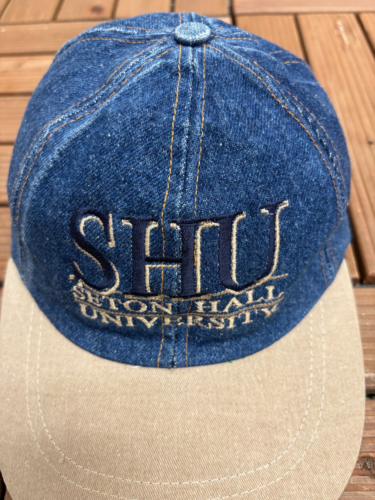 Seton Hall Pirates Graphic Hat | Metal Clasp | Vintage 1990s College Blue Cap |