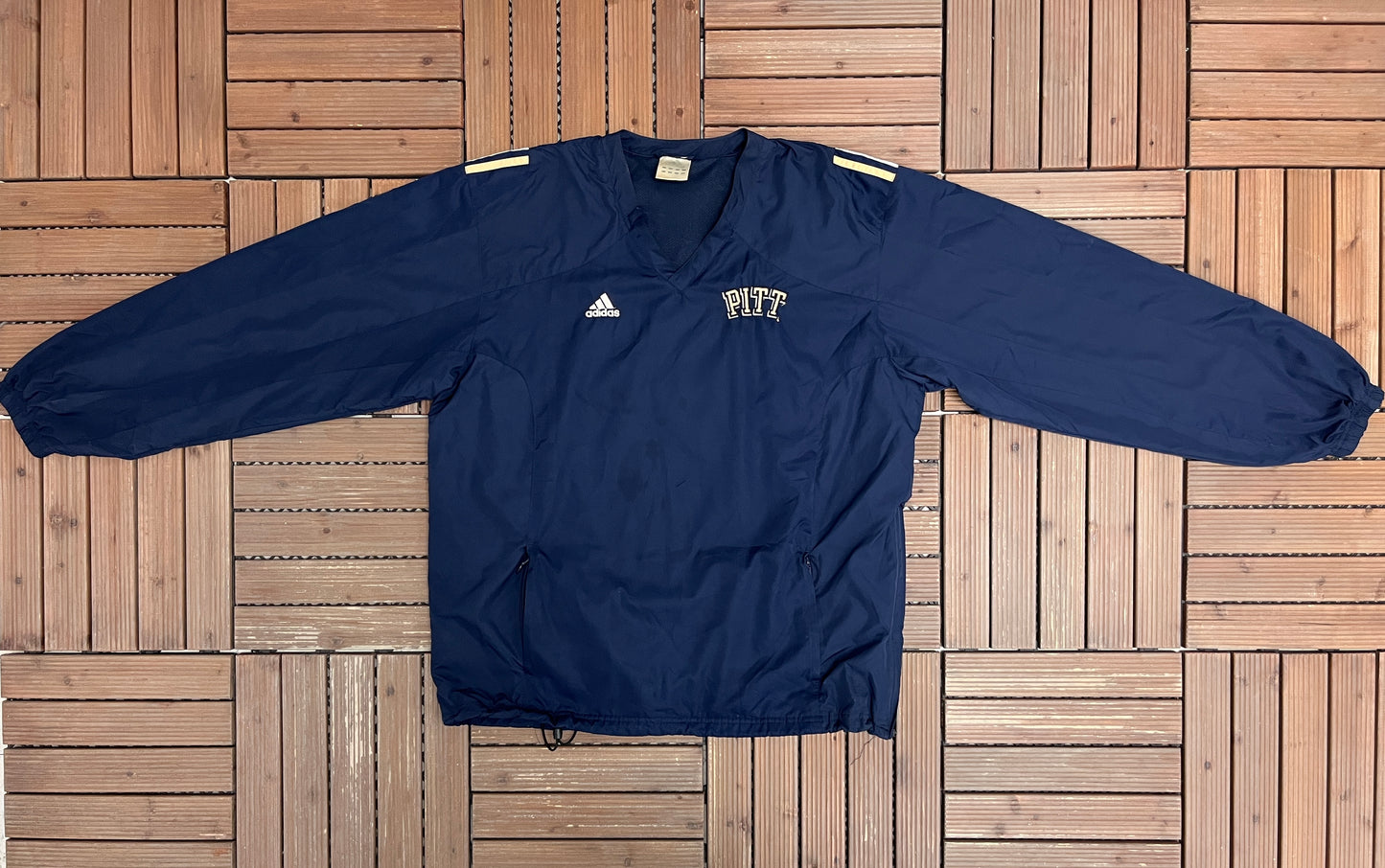 Pitt Panthers Stitched Graphic Windbreaker | Size Large | Vintage 2000s College Adidas Blue Windbreaker Jacket |