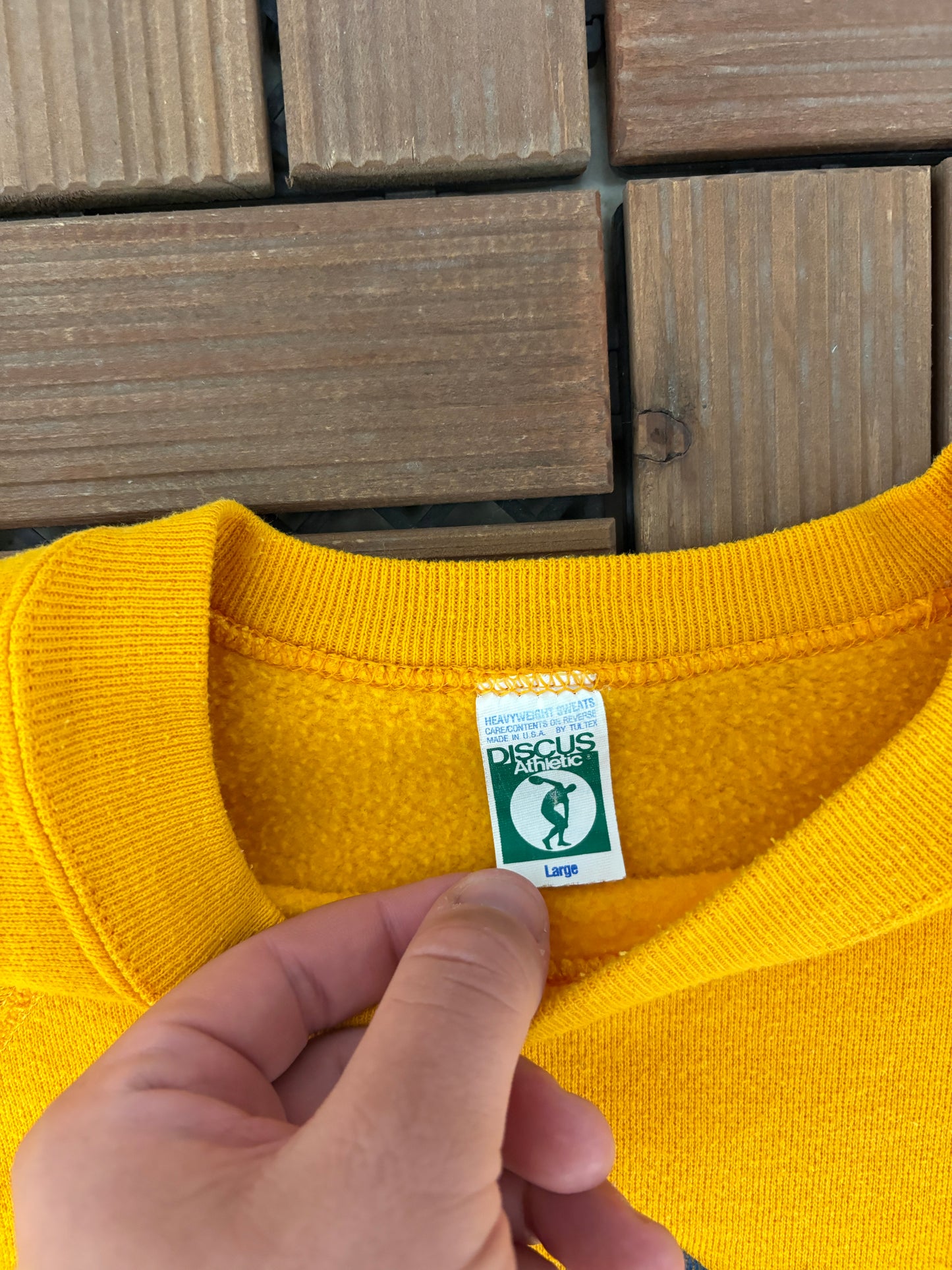 Pitt Panthers Graphic Crewneck | Size Large | Vintage 1980s College Yellow Sweater |