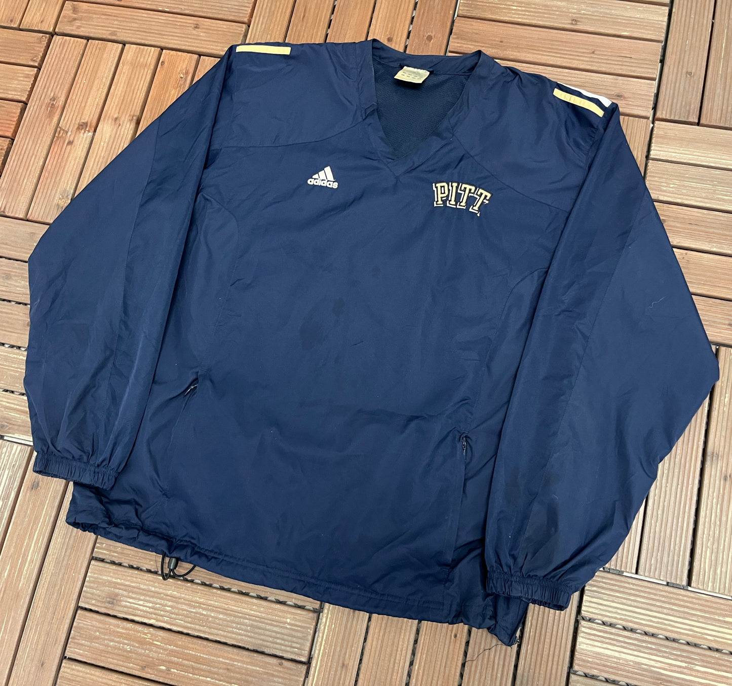 Pitt Panthers Stitched Graphic Windbreaker | Size Large | Vintage 2000s College Adidas Blue Windbreaker Jacket |