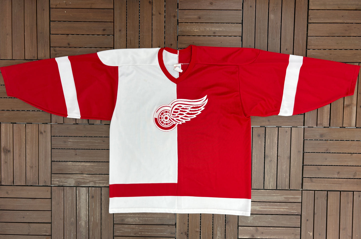Detroit Red Wings Hockey Jersey | Size X-Large | Vintage 1990s NHL Hockey Half & Half Jersey |