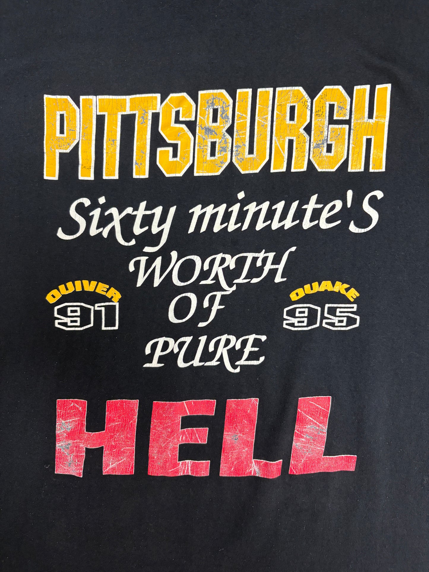 Pittsburgh Steelers Sixty Minutes of Pure Hell Graphic Tee | Size X-Large | Vintage 1990s NFL Football Black T-Shirt |