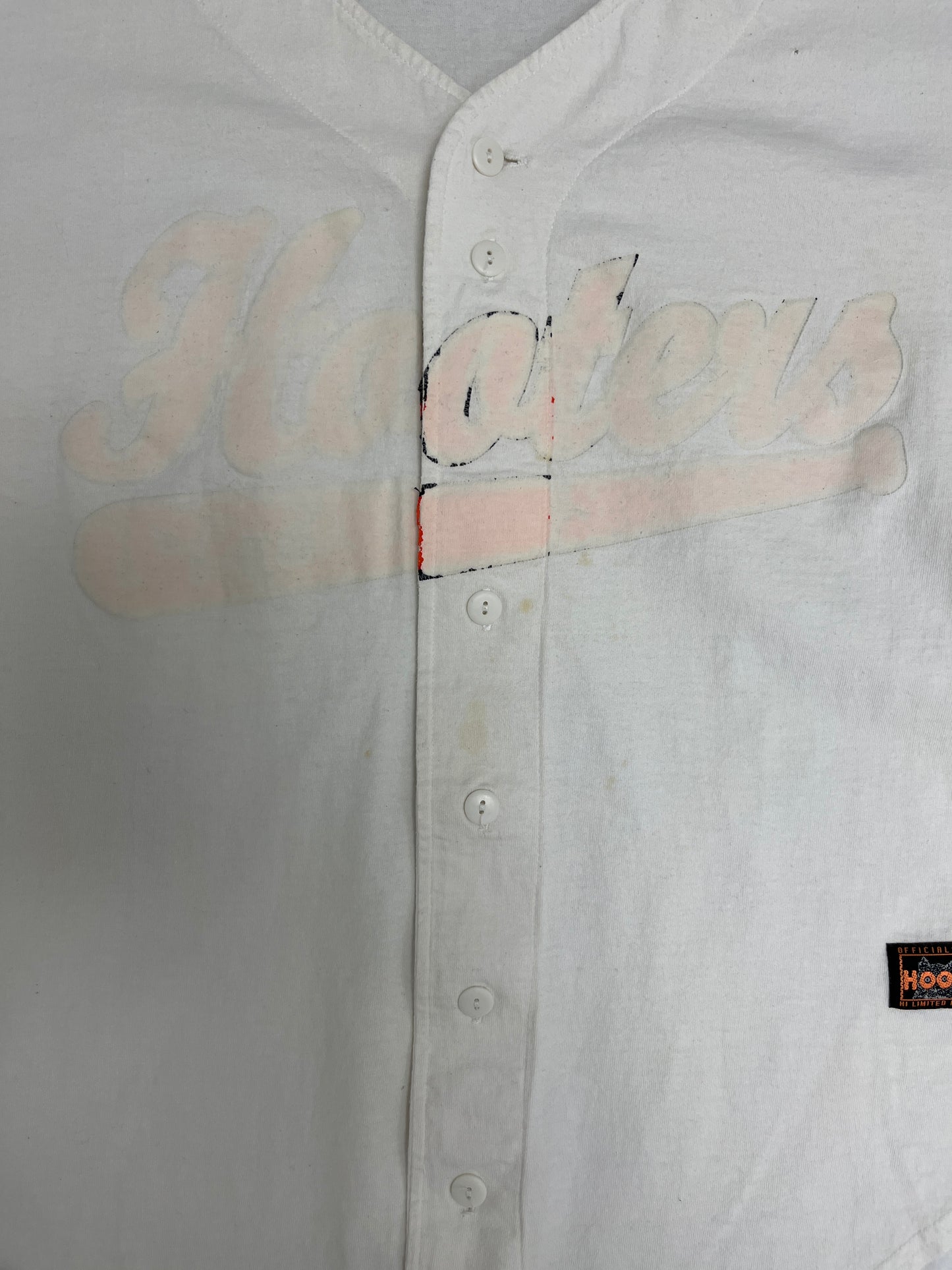 Hooters Baseball Graphic Jersey | Size Large | Vintage 1990s White Promotional Jersey |