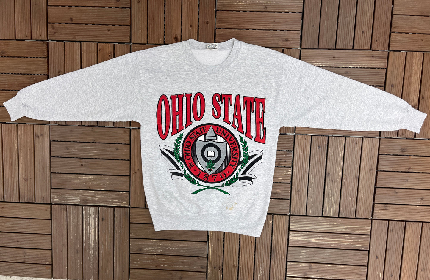 Ohio State Buckeyes Graphic Crewneck | Size Medium | Vintage 1990s College Football Grey Sweater |