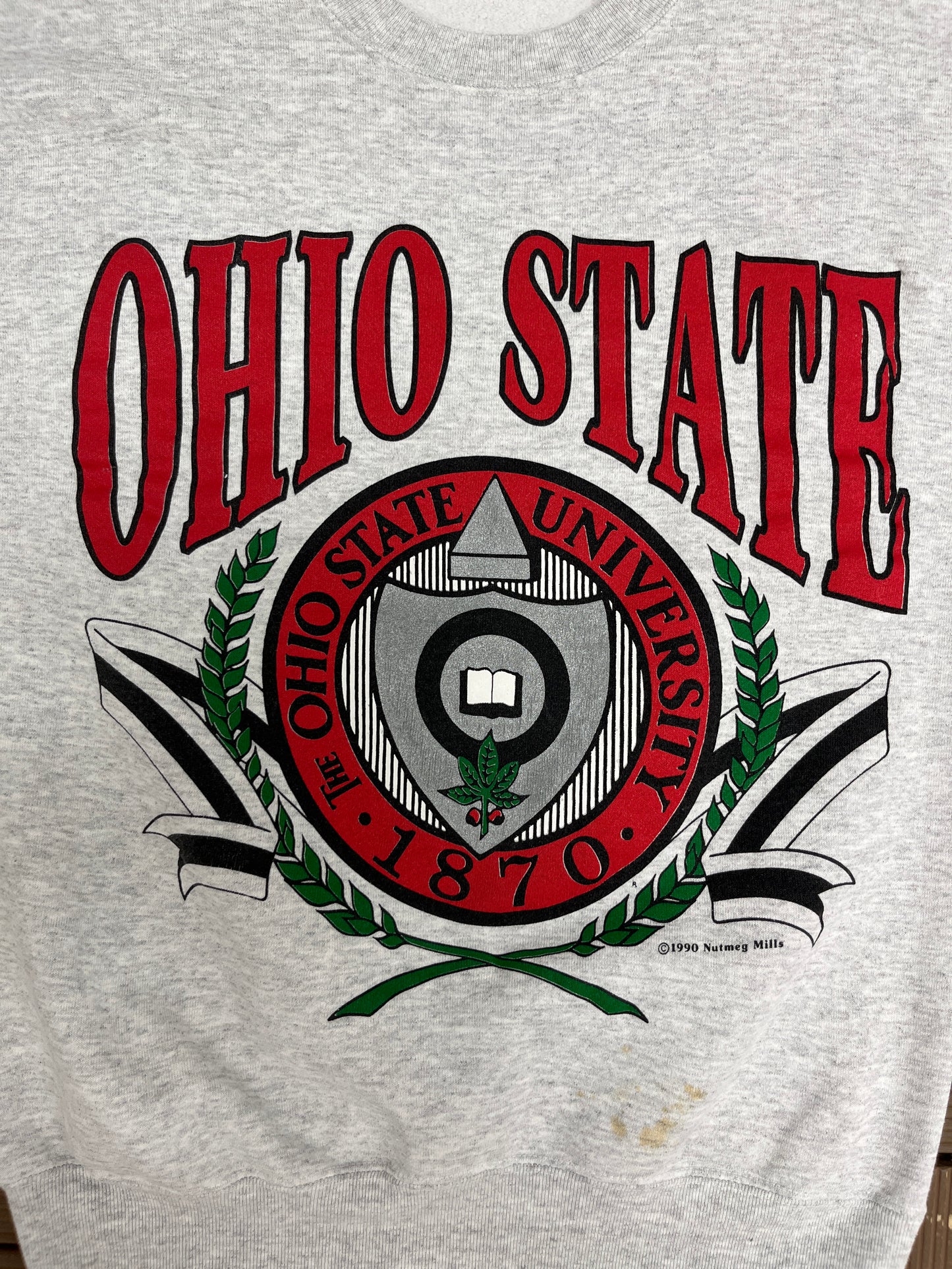 Ohio State Buckeyes Graphic Crewneck | Size Medium | Vintage 1990s College Football Grey Sweater |