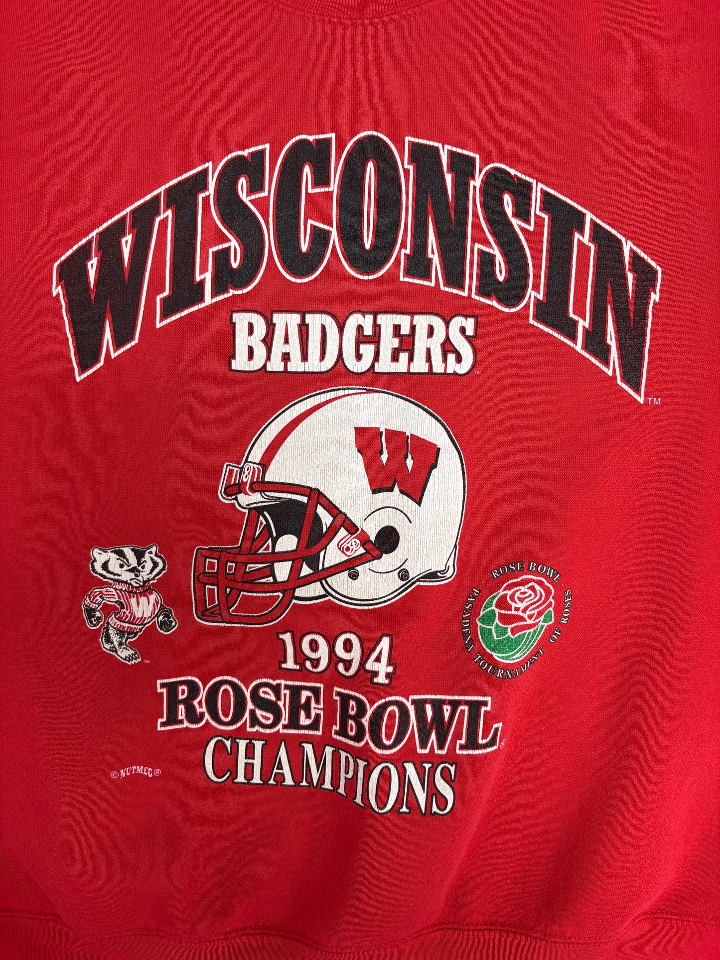 Wisconsin Badgers Rose Bowl 1994 Champions Graphic Crewneck | Size Medium | Vintage 1990s College Red Sweater |
