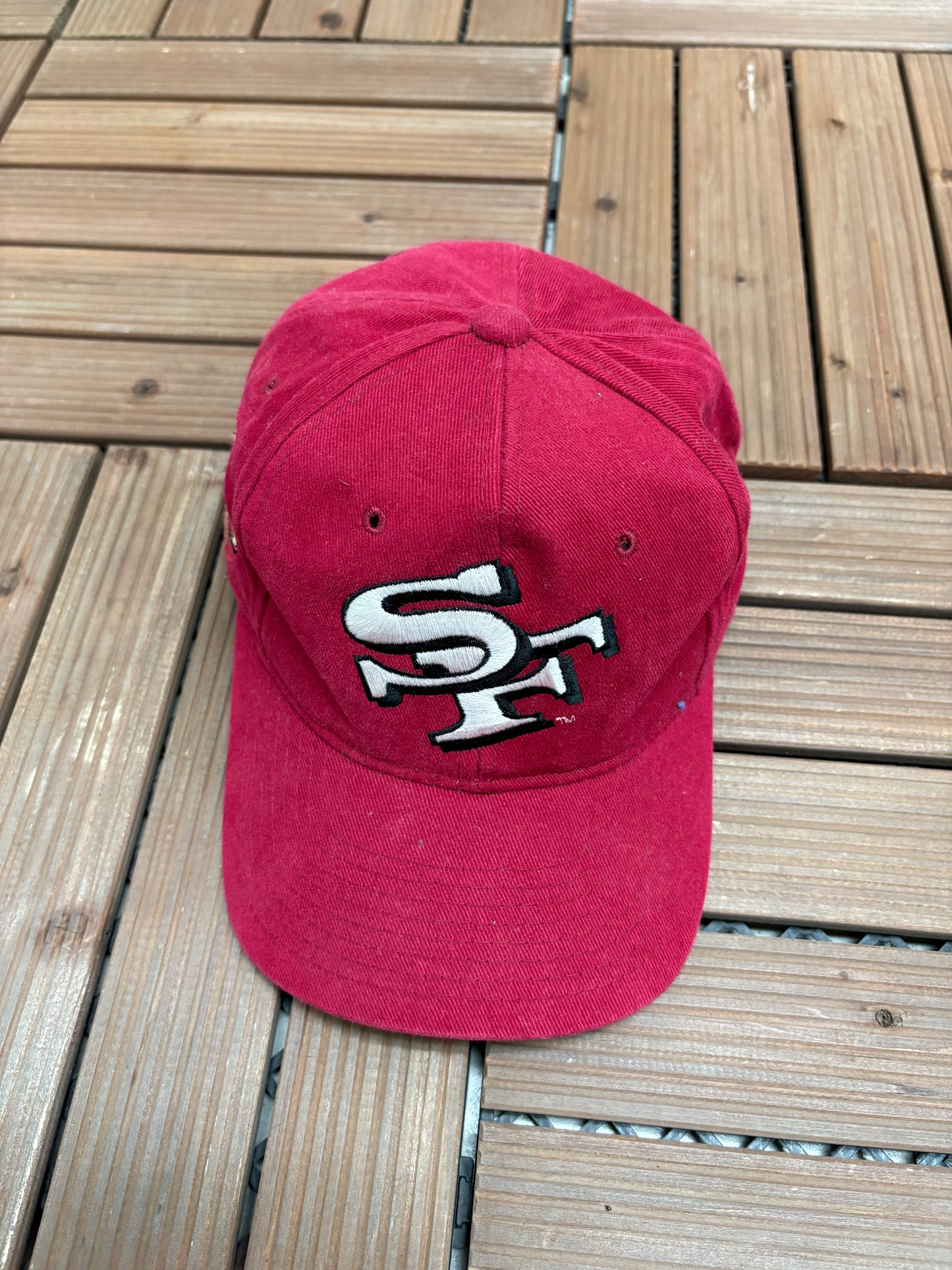 San Francisco 49ers Graphic Hat | Snap Back | Vintage 1990s NFL Football Red Cap |