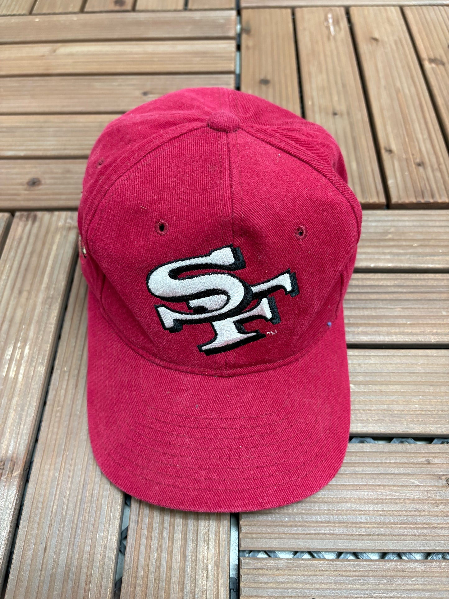 San Francisco 49ers Graphic Hat | Snap Back | Vintage 1990s NFL Football Red Cap |