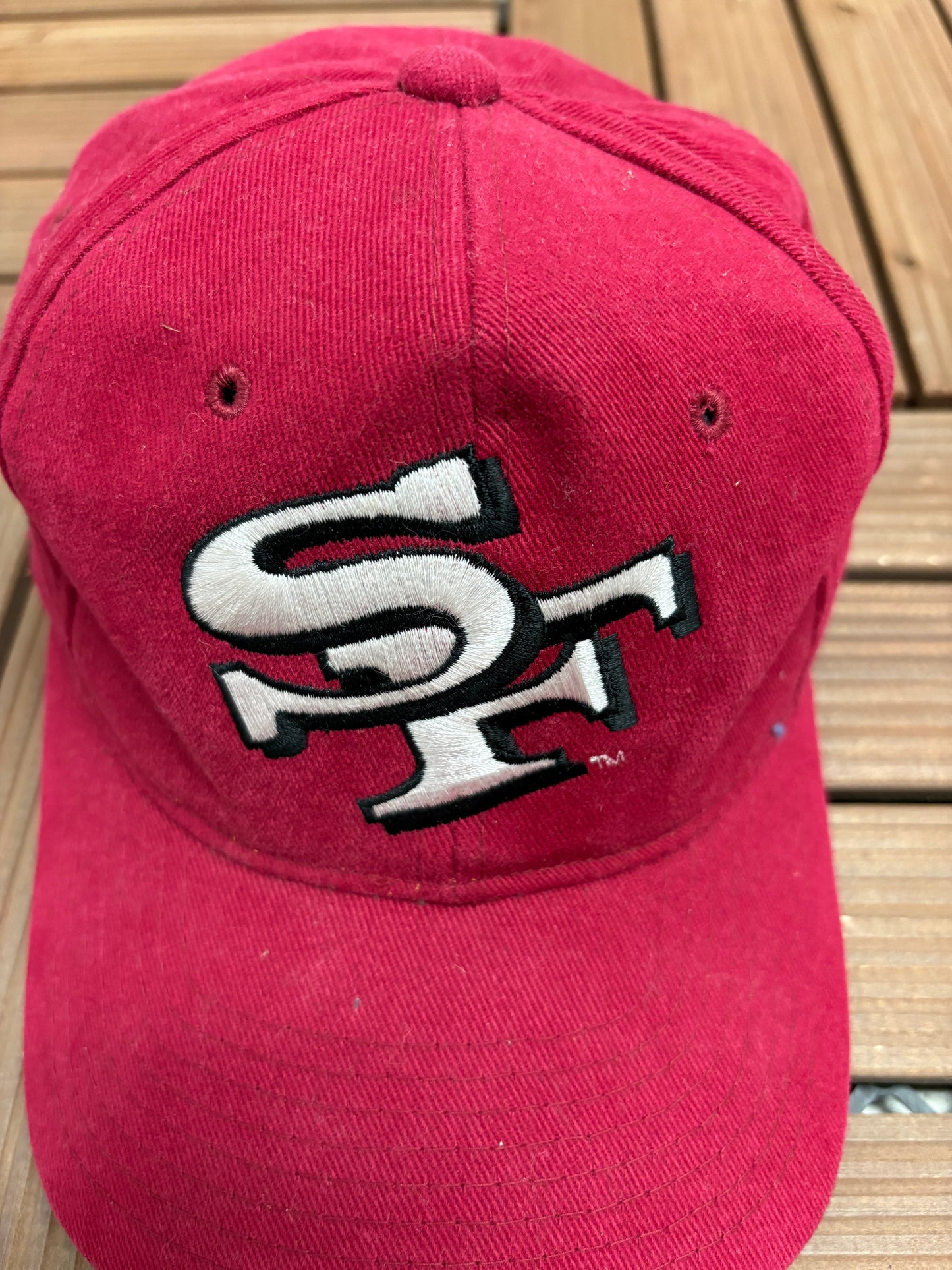 San Francisco 49ers Graphic Hat | Snap Back | Vintage 1990s NFL Football Red Cap |