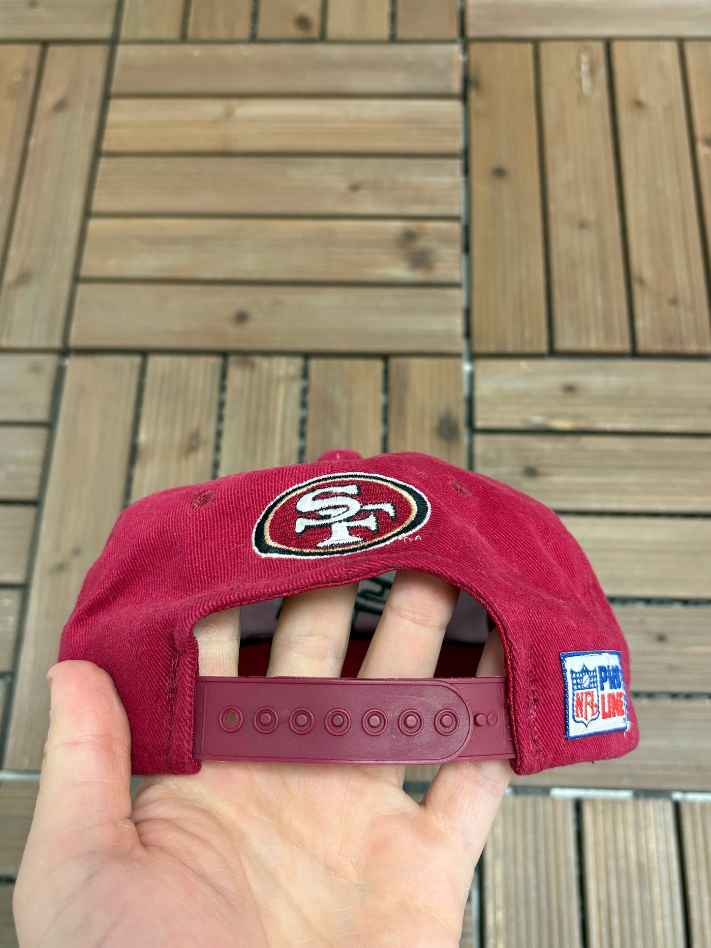 San Francisco 49ers Graphic Hat | Snap Back | Vintage 1990s NFL Football Red Cap |
