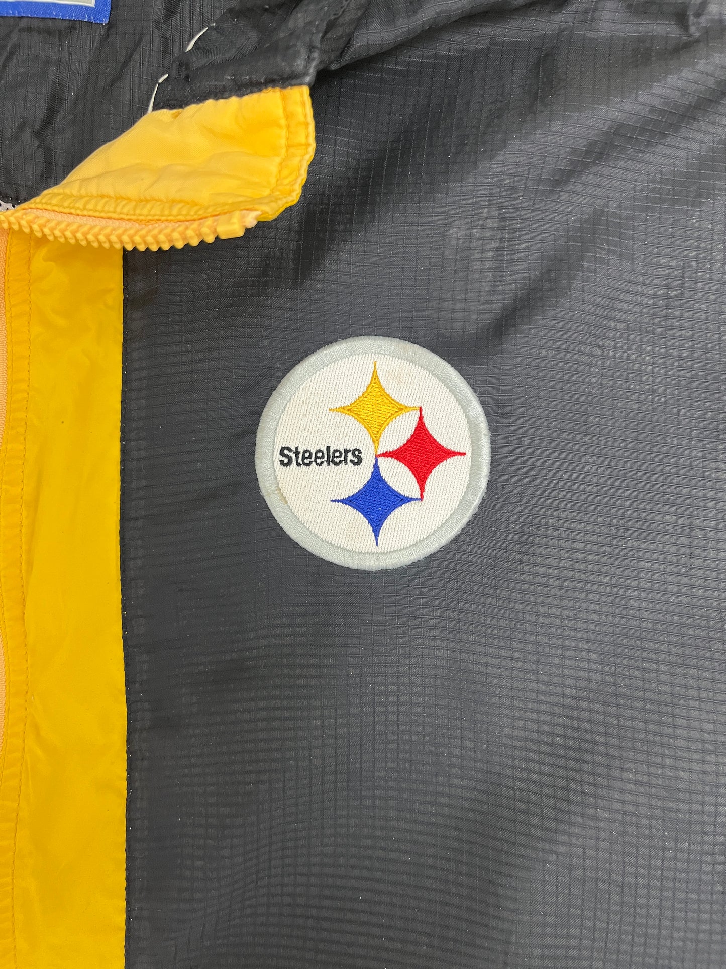 Pittsburgh Steelers Stitched Graphic Windbreaker | Size XX-Large | Vintage 1990s NFL Football Black Jacket |