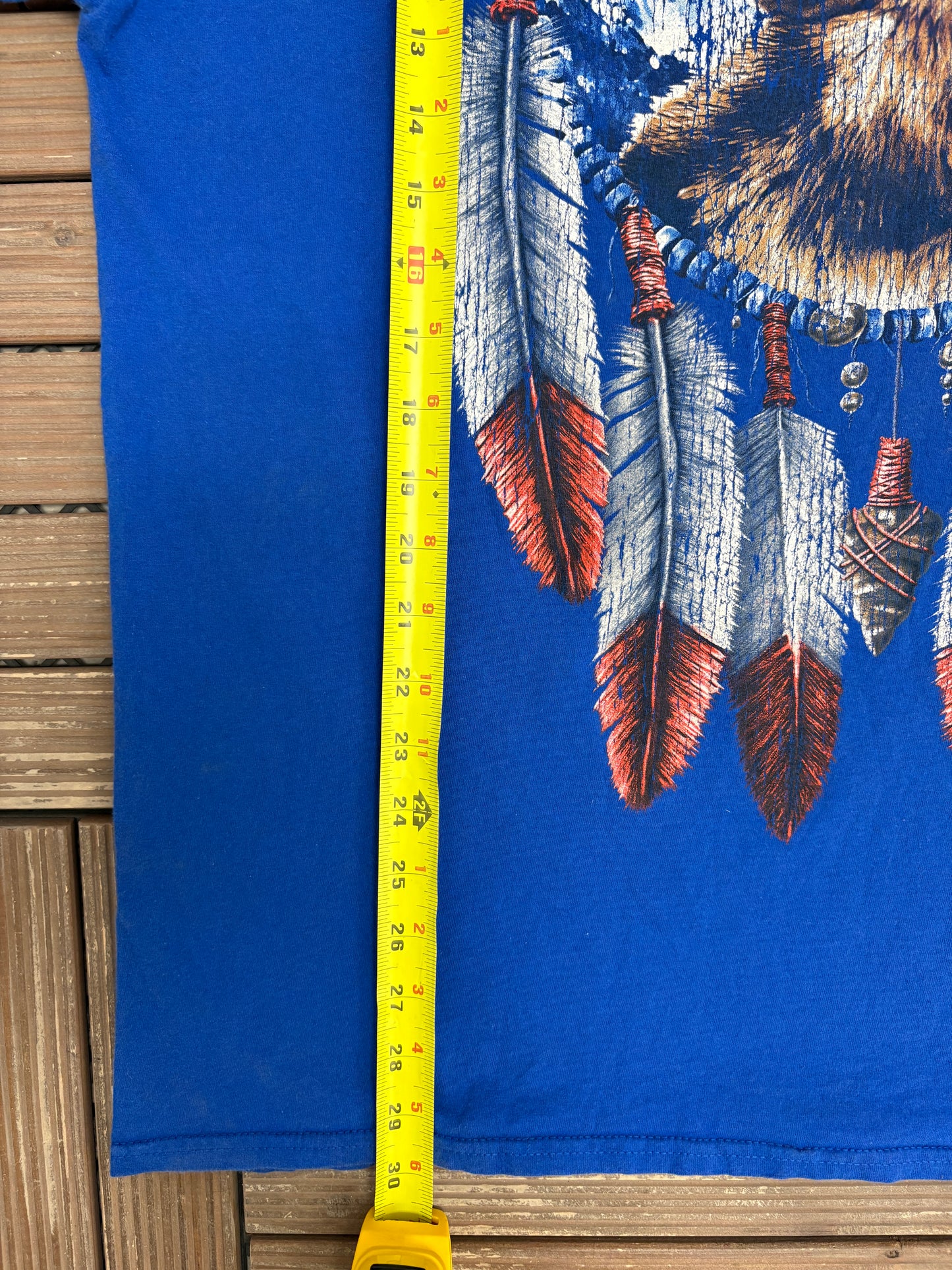 Wolf & Eagle Dreamcatcher Graphic Tee | Size XX-Large | Vintage 2000s Animal Blue T-Shirt |