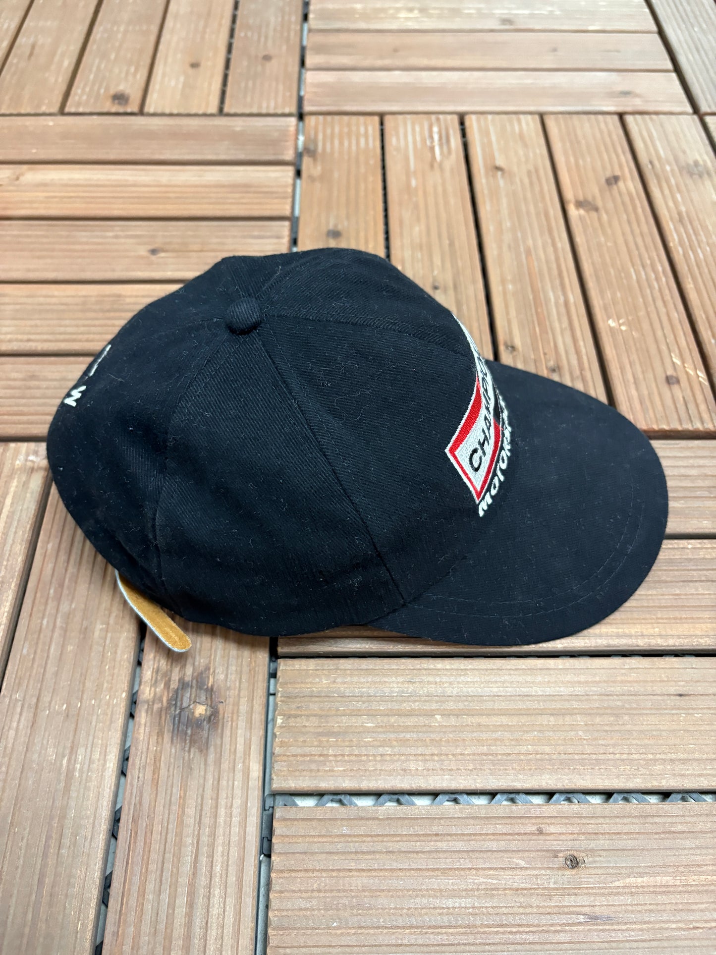 Champion Motorsports Crew Graphic Hat | Metal Clasp | Vintage 2000s Racing Black Cap |