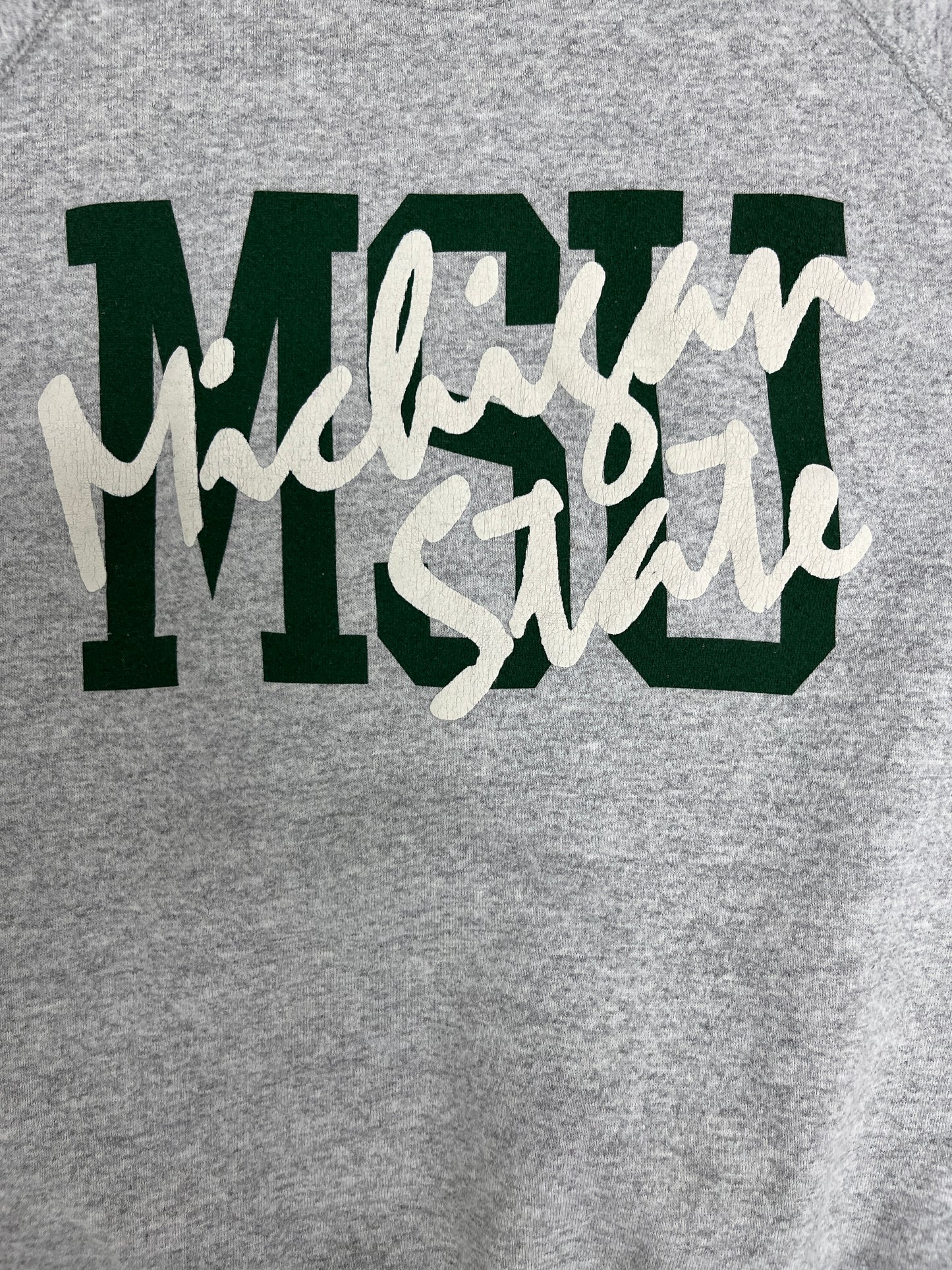 Michigan State Spartans Graphic Crewneck | Size X-Large | Vintage 1990s College Sports Grey Sweater |