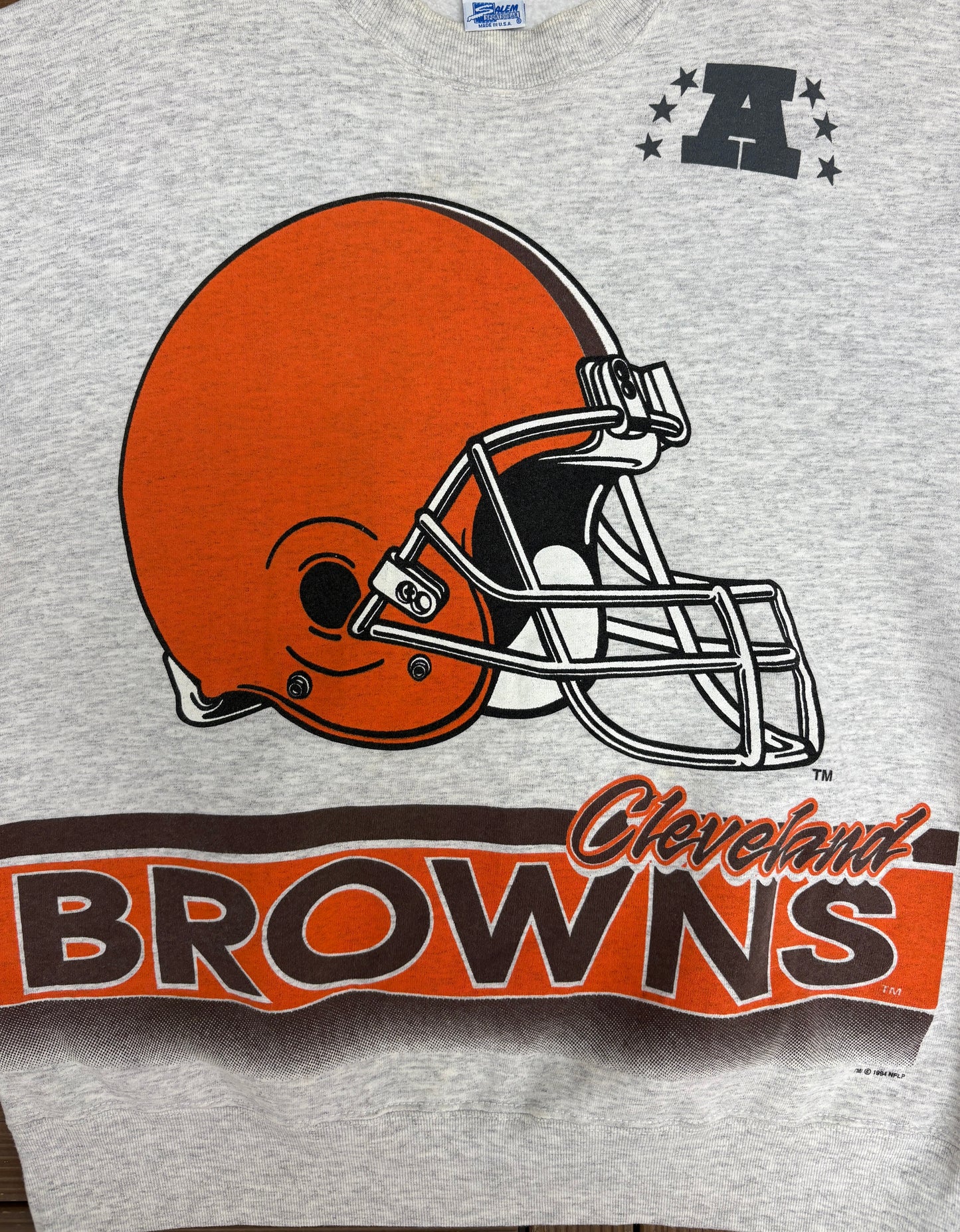 Cleveland Browns Graphic Crewneck | Size X-Large | Vintage 1990s NFL Football Grey Sweater |