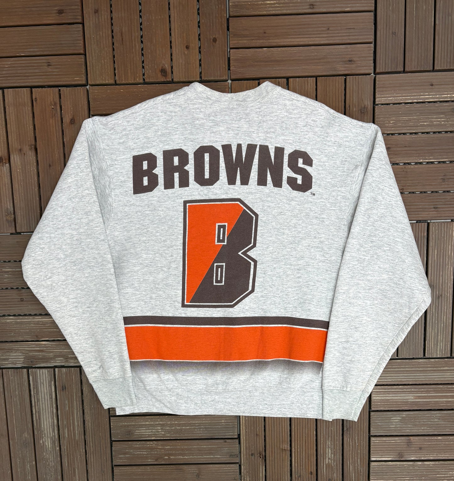 Cleveland Browns Graphic Crewneck | Size X-Large | Vintage 1990s NFL Football Grey Sweater |