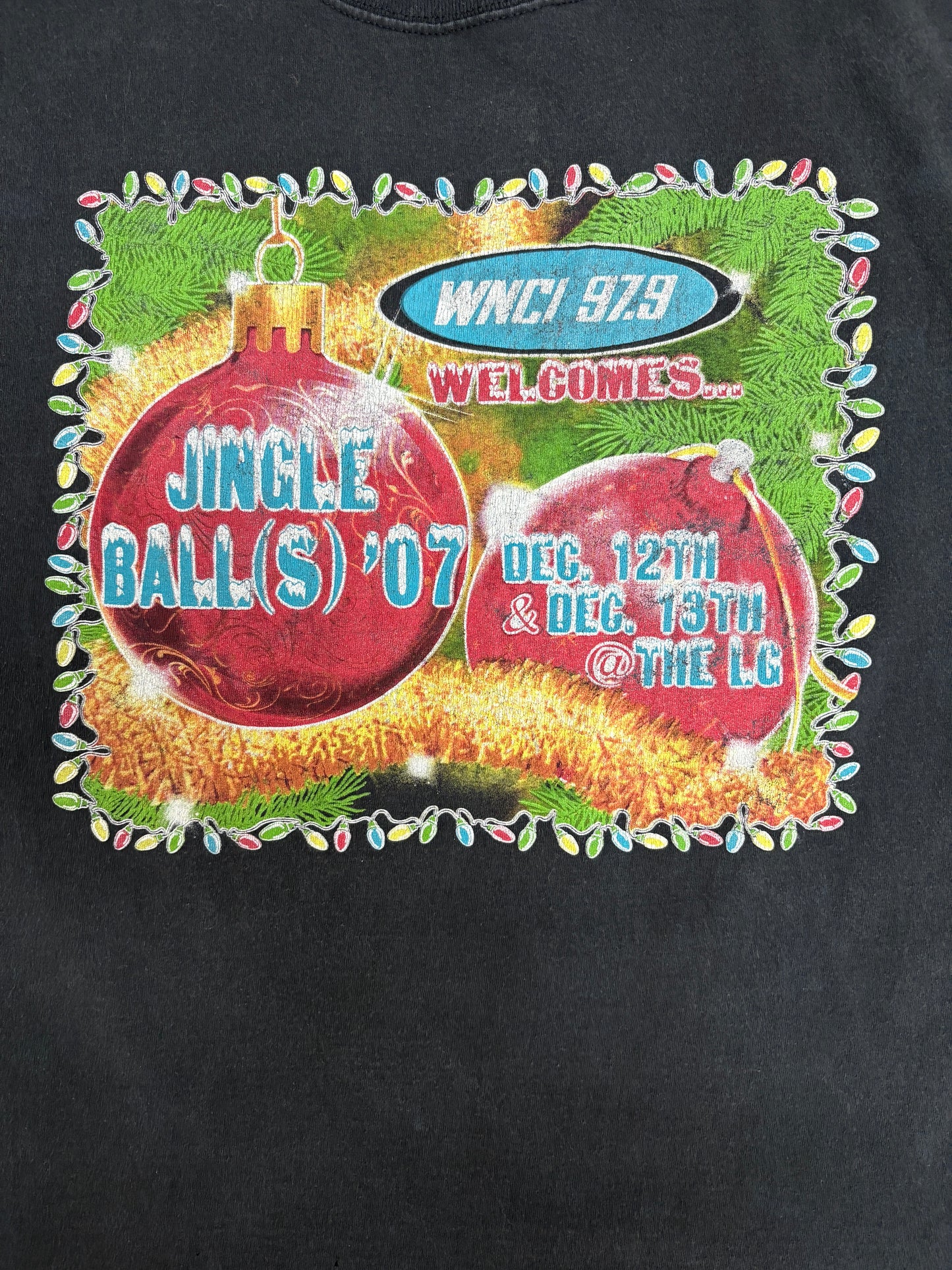 WNCI 97.9 Jingle Ball(s) '07 Graphic Tee | Size Large | Vintage 2000s Radio Promotional Black T-Shirt |