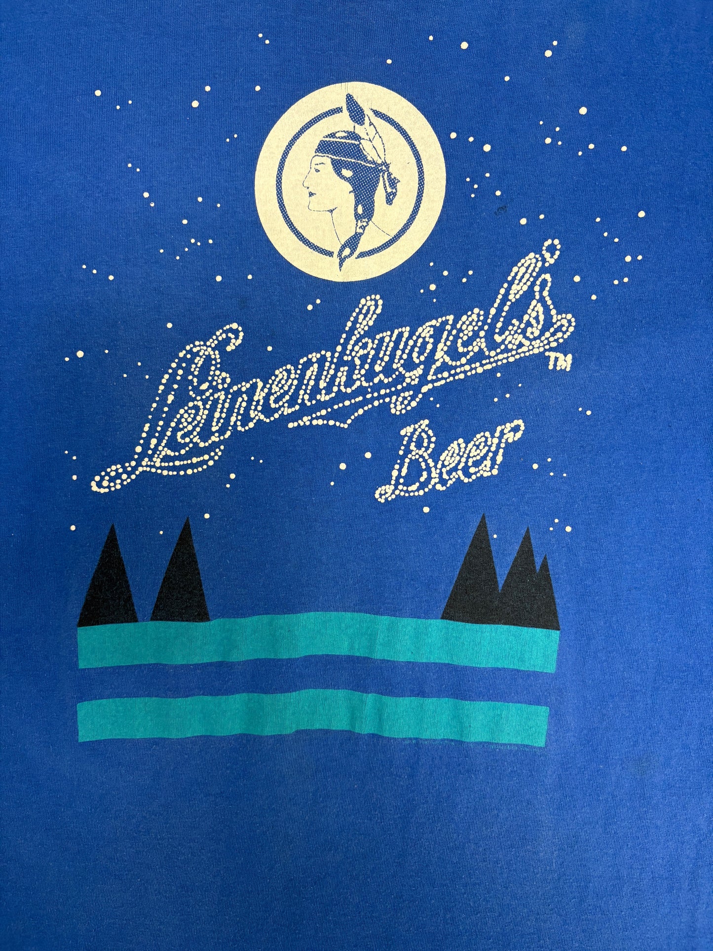 Leinenkugel's Beer Graphic Tee | Size Large | Vintage 1990s Alcohol Promotional Blue T-Shirt |