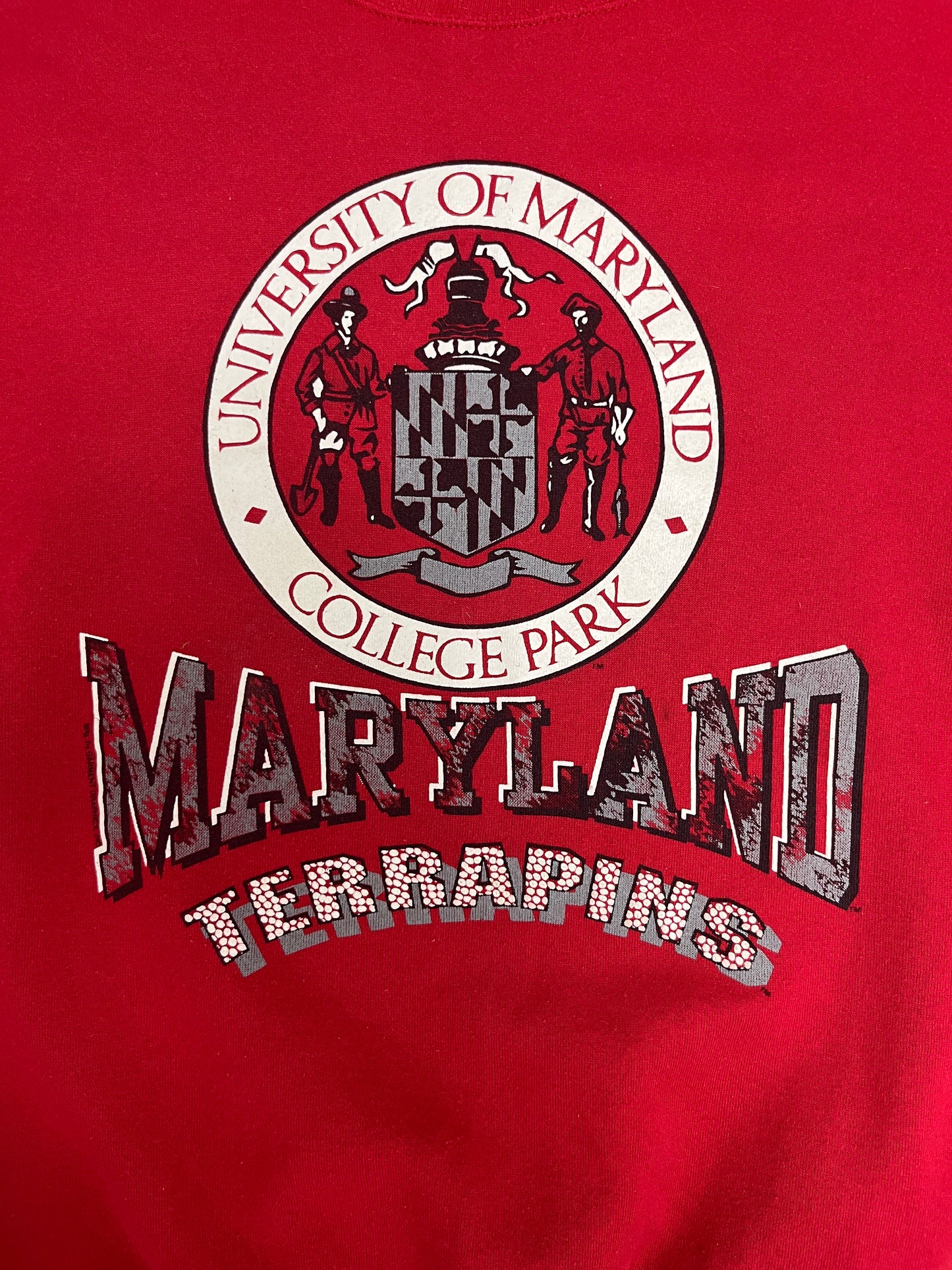 Maryland Terrapins Graphic Crewneck | Size XX-Large | Vintage 1990s College Red Sweater |