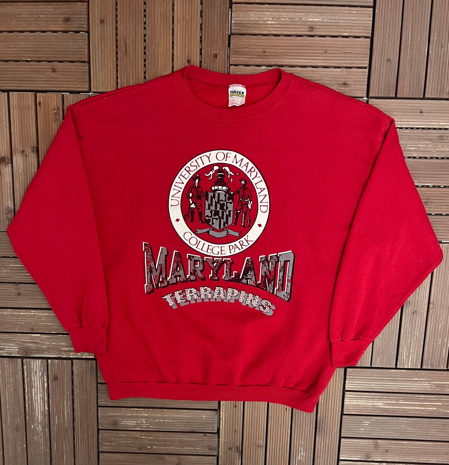 Maryland Terrapins Graphic Crewneck | Size XX-Large | Vintage 1990s College Red Sweater |