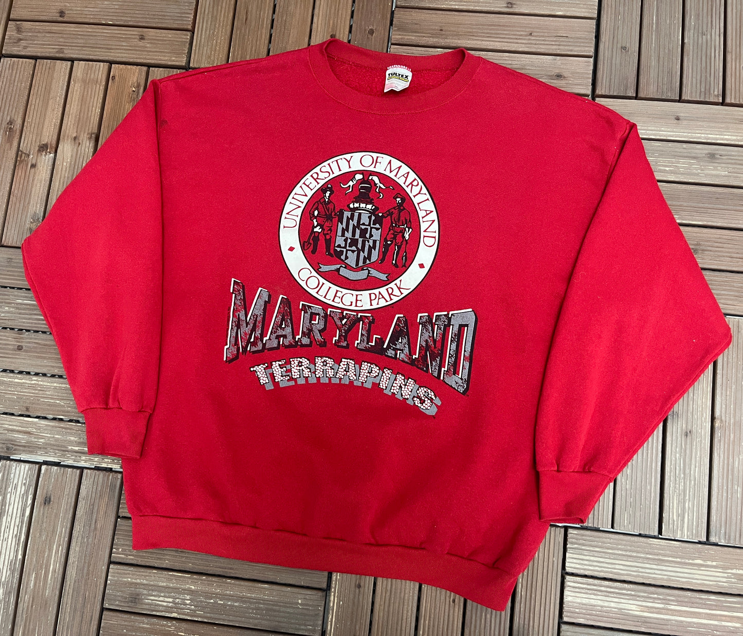 Maryland Terrapins Graphic Crewneck | Size XX-Large | Vintage 1990s College Red Sweater |