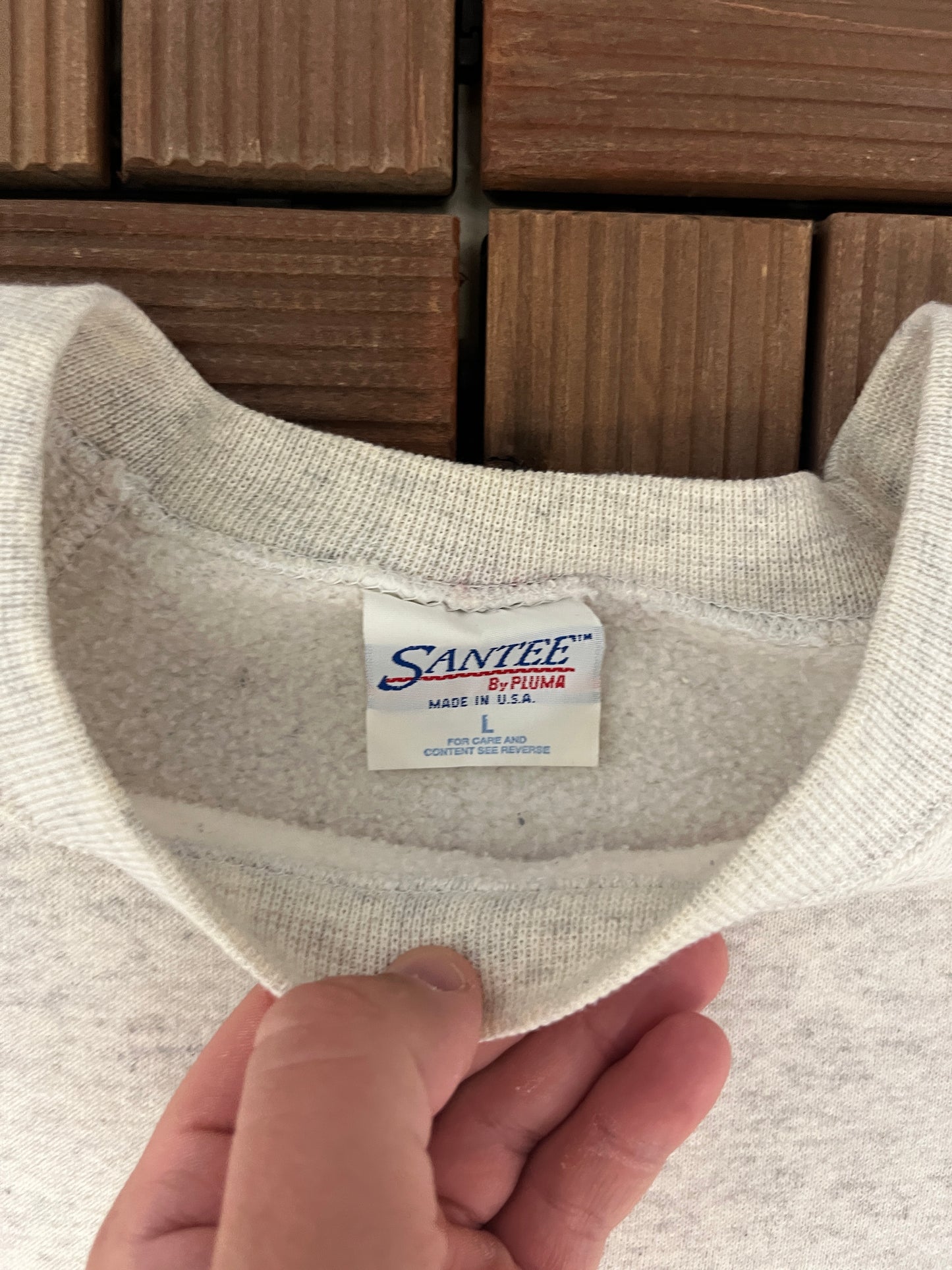 United States Army Ft. Benning Graphic Crewneck | Size Large | Vintage 1990s Made in USA Grey Sweater |