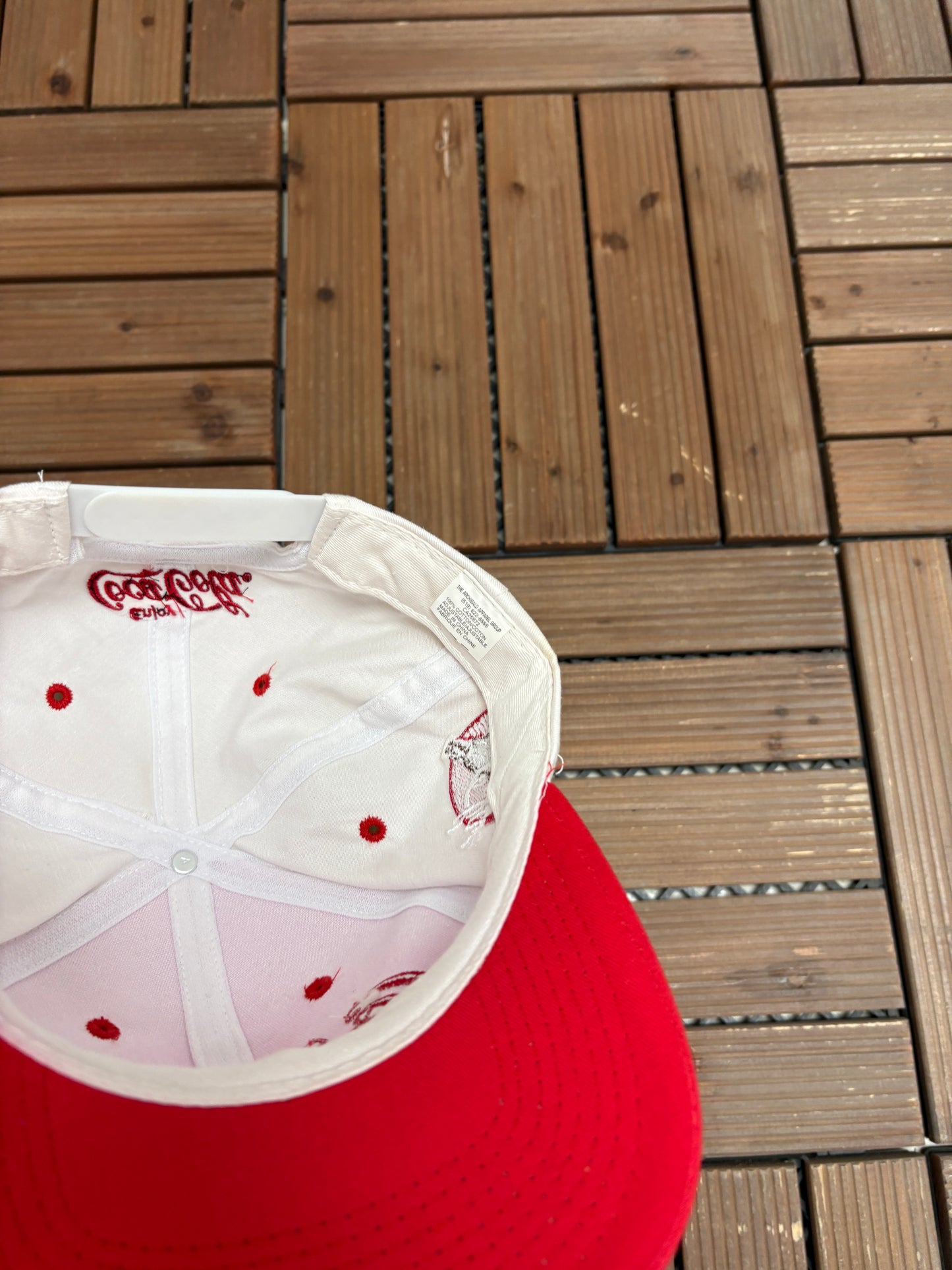 Enjoy Coca-Cola Embroidered Graphic Hat | Snap Back | Vintage 1990s Promotional White Cap |