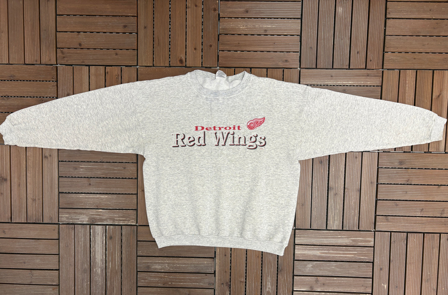Detroit Red Wings Graphic Crewneck | Size XX-Large | Vintage 1990s NHL Hockey Grey Sweater |
