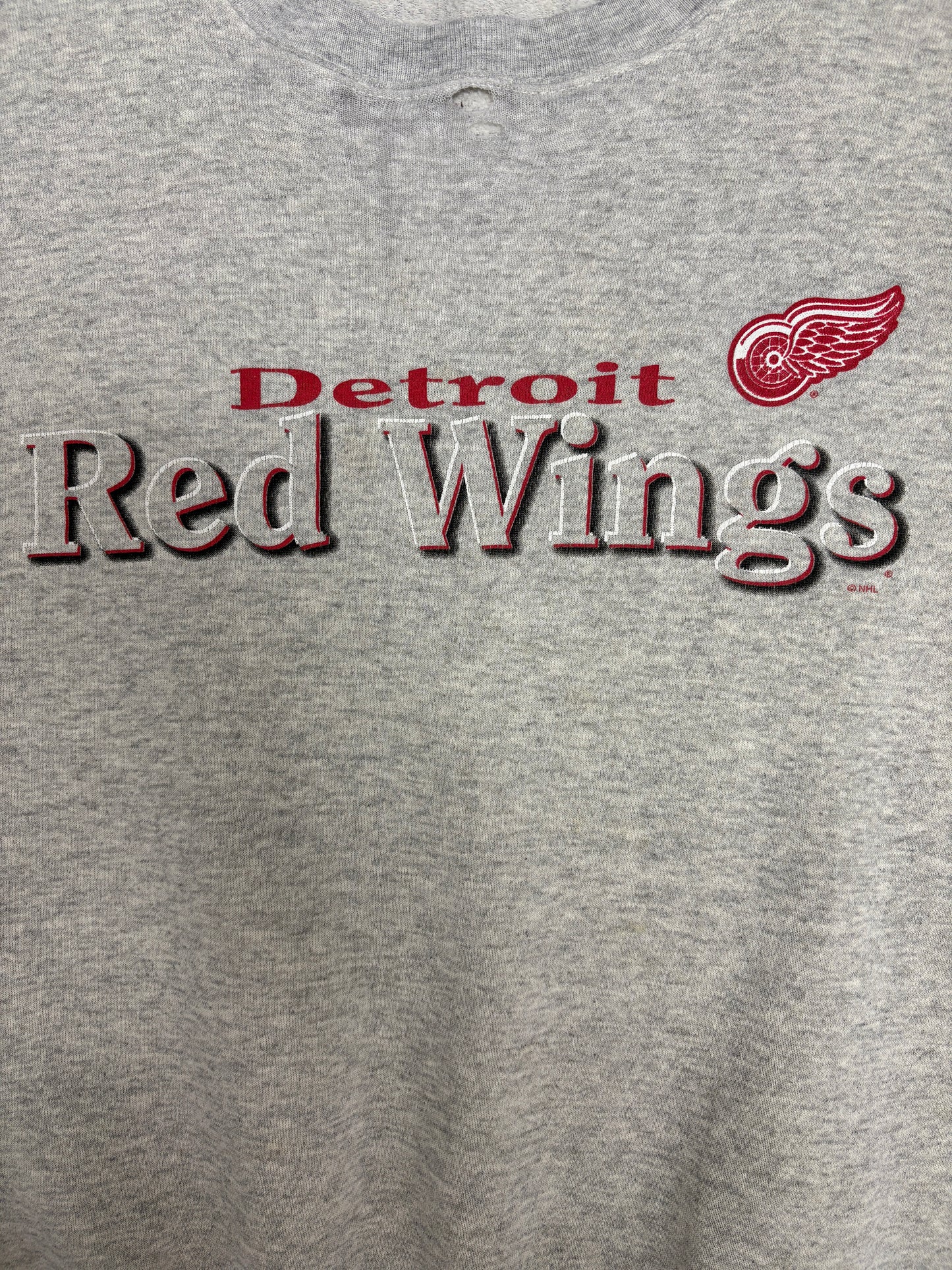 Detroit Red Wings Graphic Crewneck | Size XX-Large | Vintage 1990s NHL Hockey Grey Sweater |