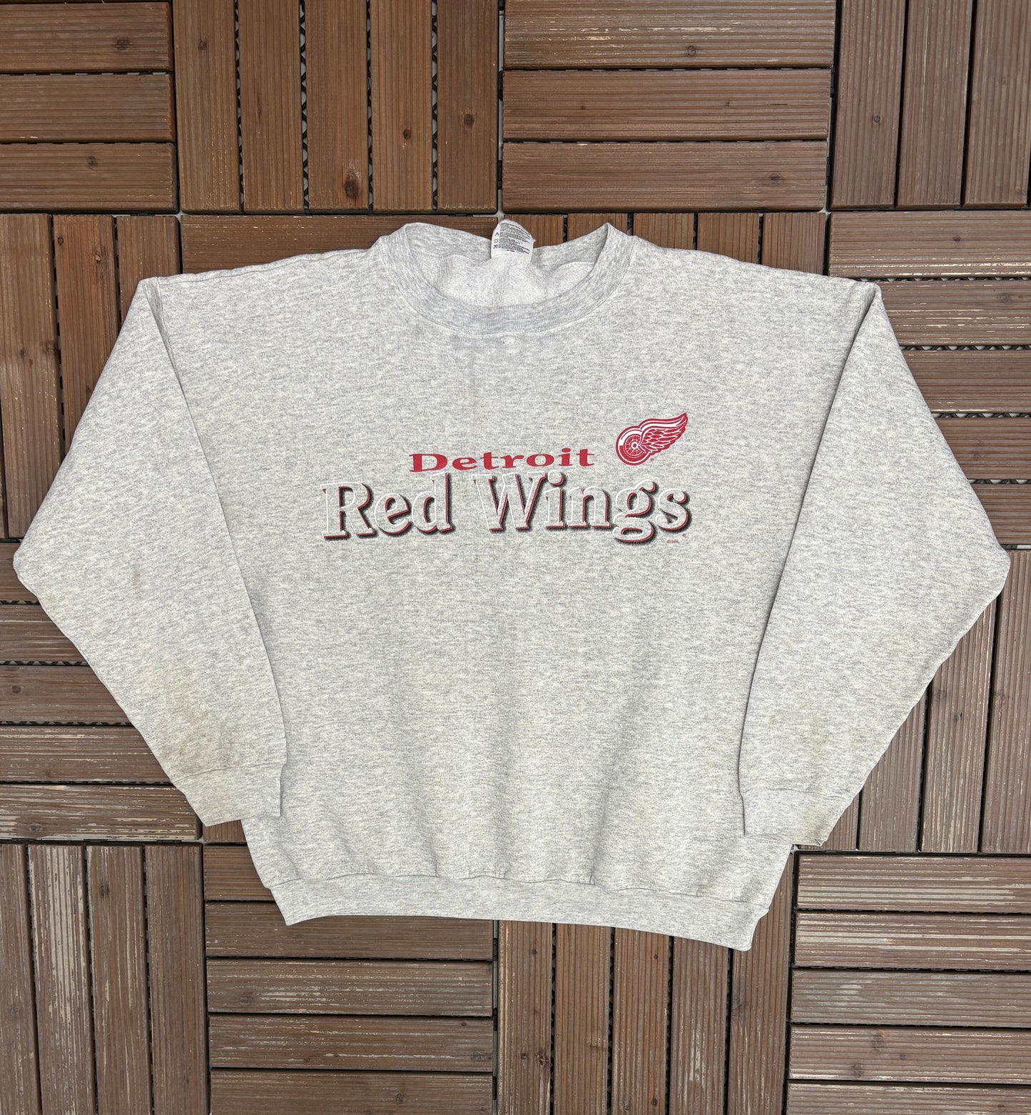 Detroit Red Wings Graphic Crewneck | Size XX-Large | Vintage 1990s NHL Hockey Grey Sweater |